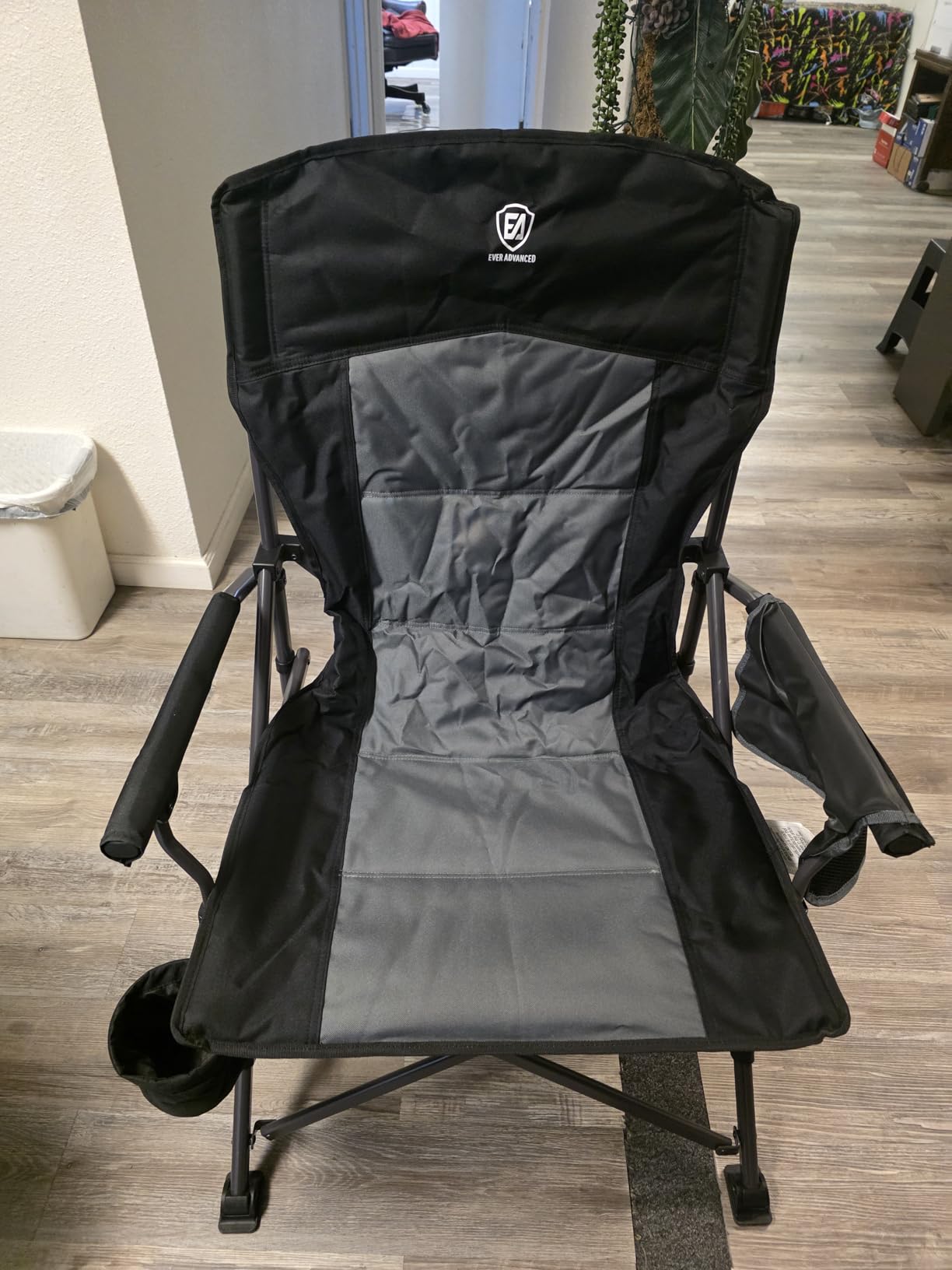 EVER ADVANCED Oversized Folding Camping Chair, for Adults Heavy Duty Lawn Chair with Side Pockets, Portable Collapsible Quad Chair for Outside, Support Up to 500lbs, Grey customer photo 2