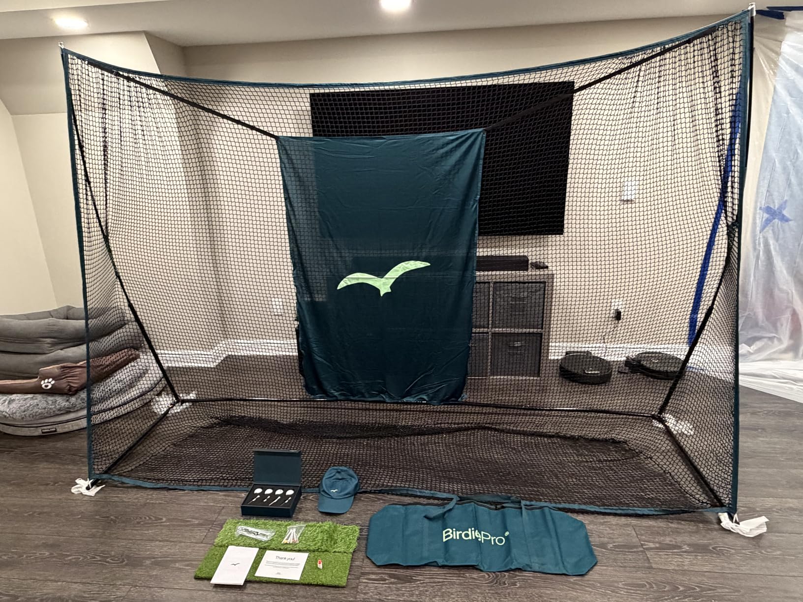 BirdiePro - American Pro Golf Practice Net, 10x7ft Heavy Duty Golf Hitting Net with EchoShield Target & FlexWeave Net, Indoor Outdoor Training Backyard, Full Set with Mat, Balls & Cap customer photo 1