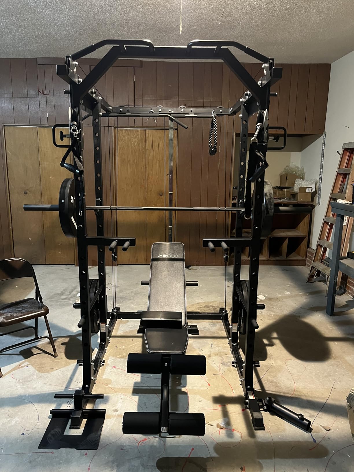 Mikolo Power Cage, Power Rack with Cable Crossover System, 1500LBS Squat Rack with LAT Pull Down System, Workout Cage with Pulley System for Fitness Home Gym customer photo 1