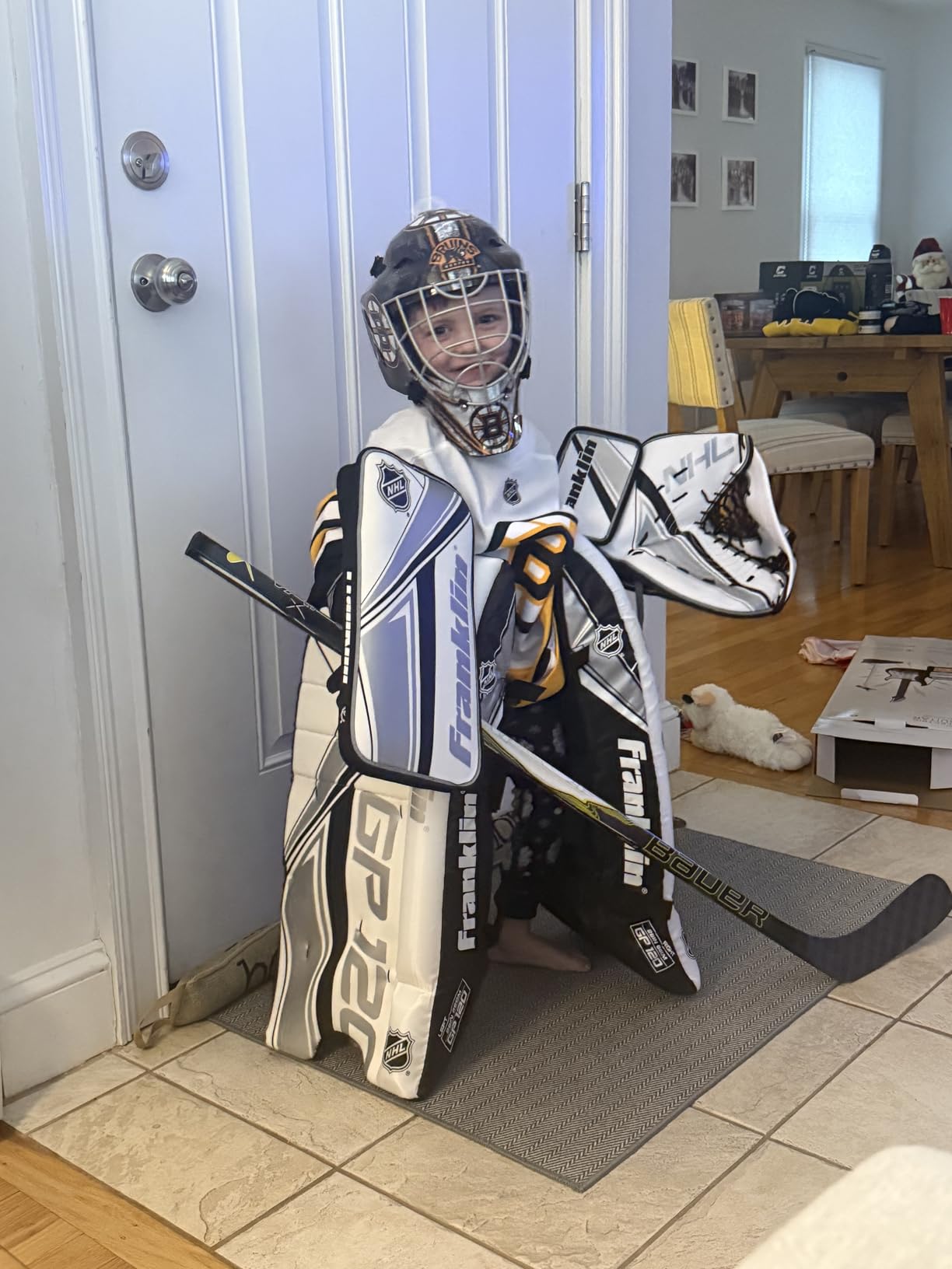 Franklin Sports NHL Kids Street Hockey Goalie Pads Set - Kids Hockey Training Equipment - Includes Block Pad, Catch Glove, and Goalie Pads customer photo 2