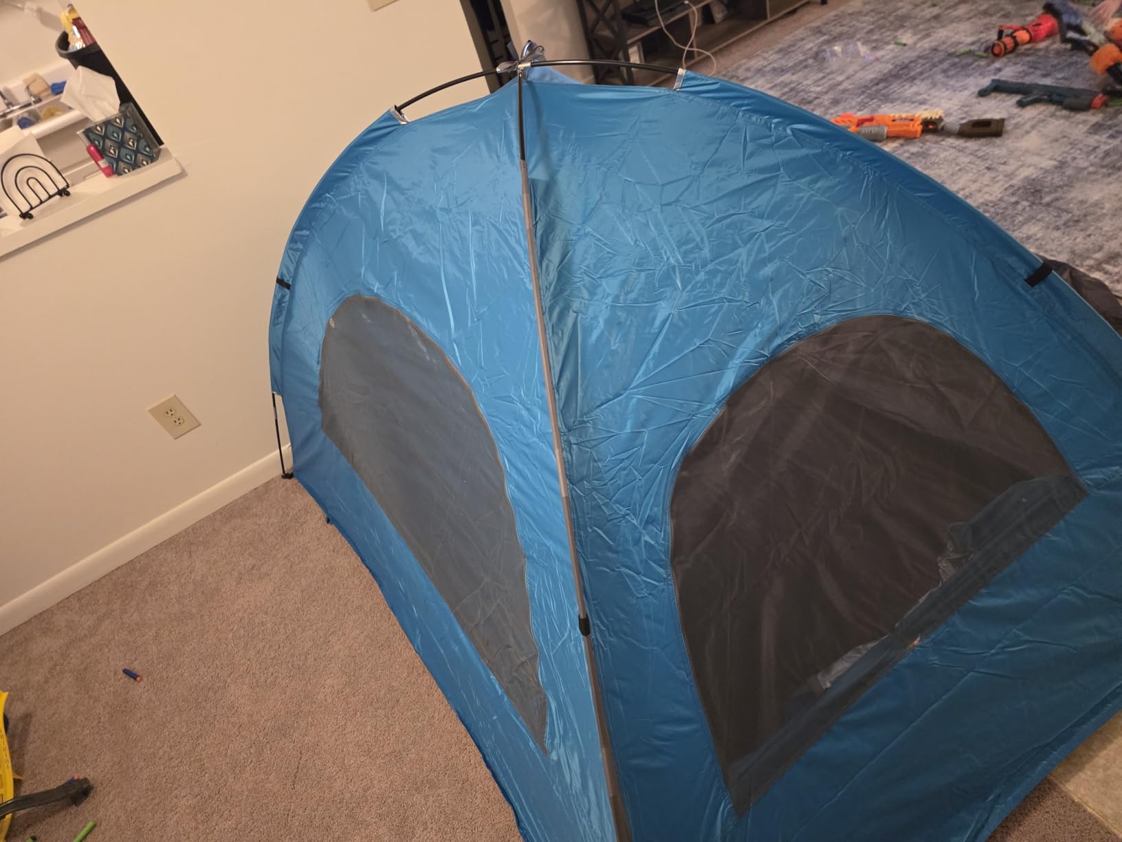 NXONE Beach Tent Sun Shelter, UPF 50+ UV Protection, Easy Setup | Family Beach Shade, Wind Resistant Design, Breathable Mesh Ventilation, Portable Carry Bag, Beach Camping Use customer photo 1