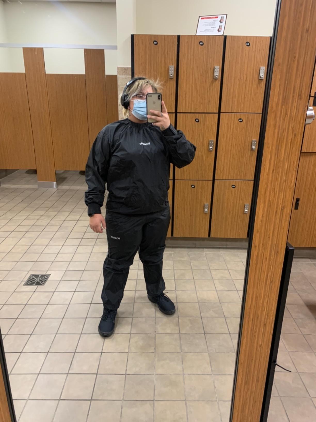 BOXRAW Lineal Sauna Suit For Men, Full Sweat Suit for Boxing, Black customer photo 2