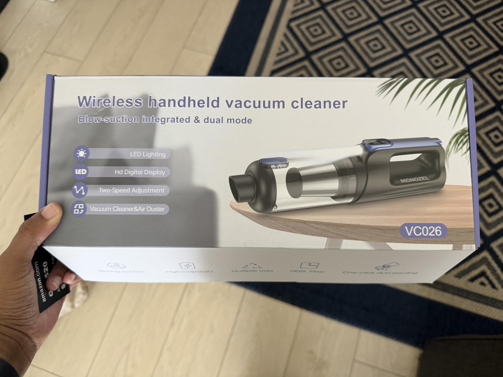 MONOZEL Car Vacuum Portable Cordless, 18000Pa 2 in 1 Vacuum Cleaner & Air Duster, 130W Brushless Motor Handheld Vacuum with 7800mAh Battery, LED Light, Multi-Nozzles customer photo 1