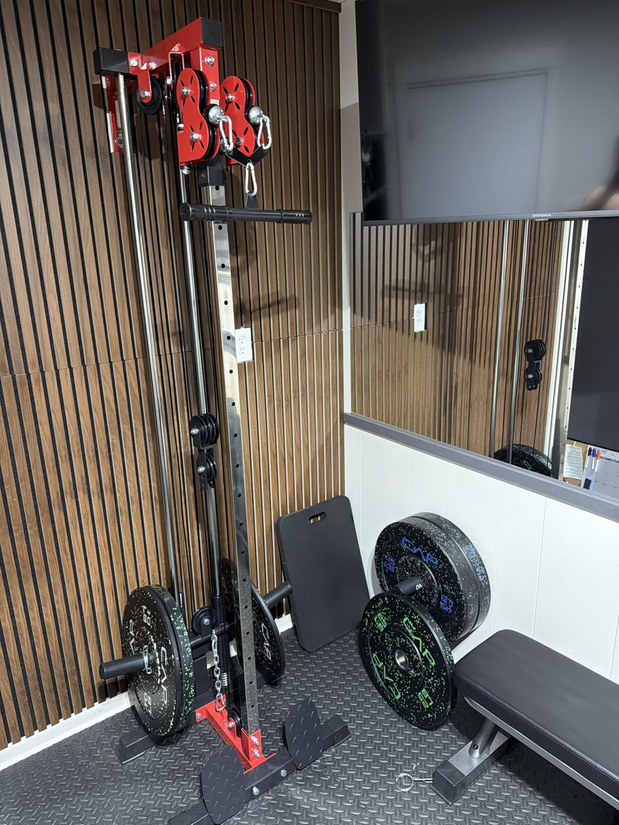 Mikolo Wall Mount Cable Station, Cable Crossover Machine with Dual Pulley System and 19/27 Adjustable Positions for Home Gym Fitness Equipment customer photo 2
