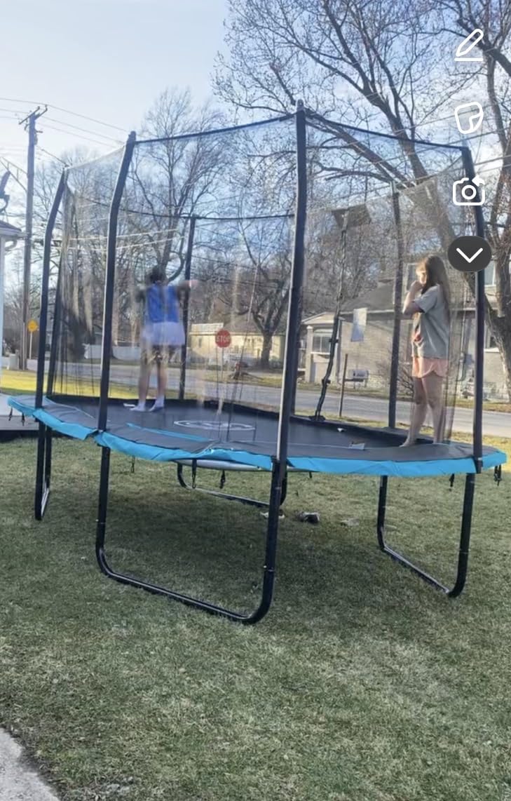 SKYWALKER TRAMPOLINES 12 FT 15 FT Round Trampoline with Safety Enclosure Net, 9 x 15 FT Rectangle Outdoor Trampoline, Recreational Trampoline for Kids customer photo 1