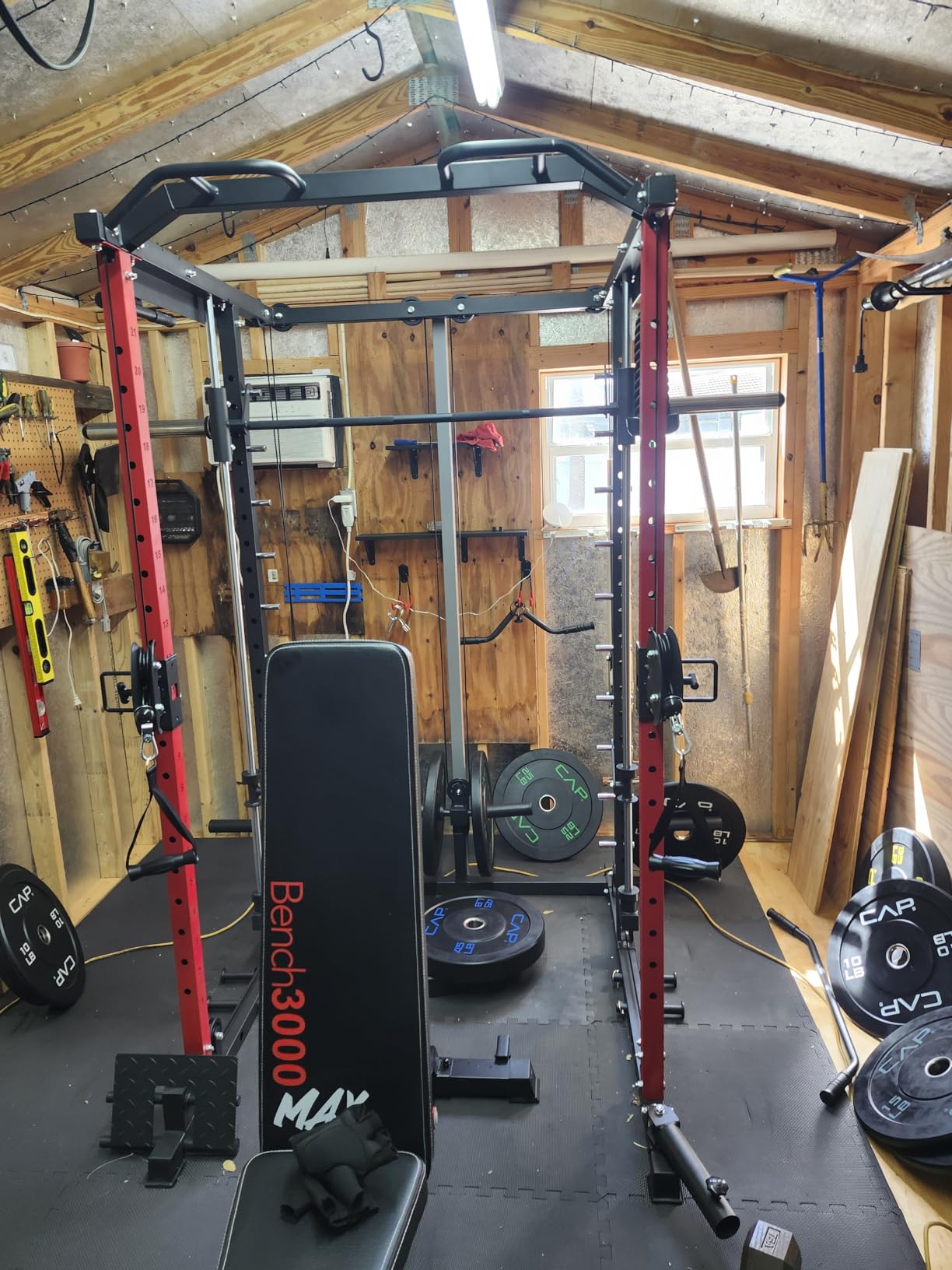 S1-V4 Smith Machine, 2000LBS Power Cage with Cable Crossover System, All-in-One Squat Rack with Smith Bar, Strength Training Equipment for Home Gym customer photo 2