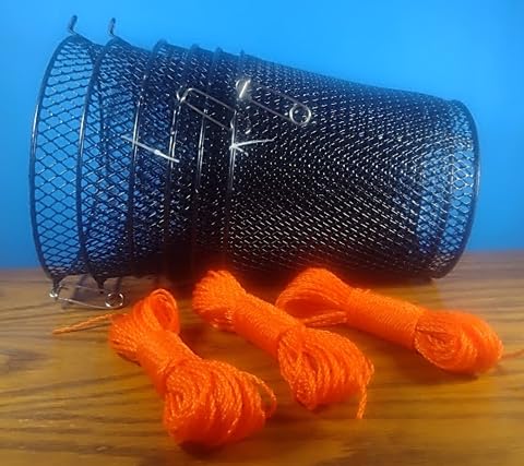 Crawfish Trap Heavy Duty Steel Mesh with Spring Clip, 14.5M Orange Rope Fishing Trap for Crawdads Crayfish, Black, 1/3/6 Packs customer photo 2