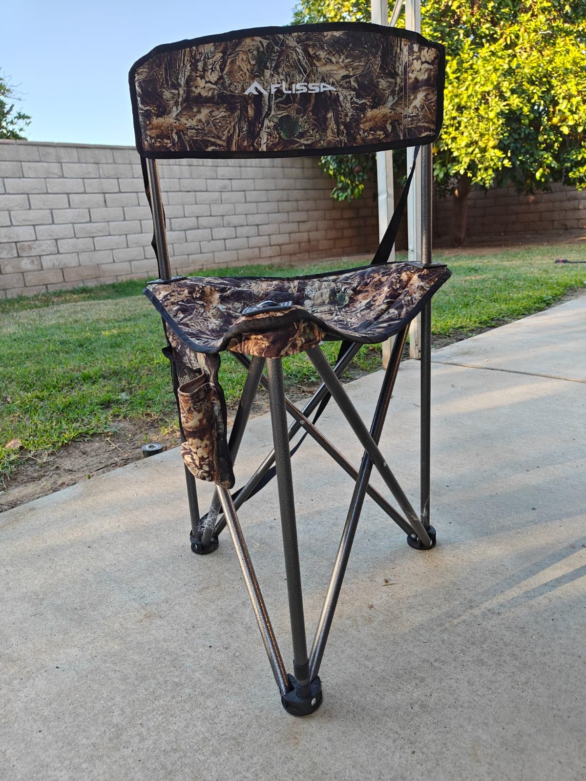 FLISSA Hunting Chair with Backrest, Folding Tripod Hunting Chair, Camo | Lightweight Outdoor Seat with Cup Holder, Storage Pocket & Shoulder Strap, Supports Up to 250 lbs customer photo 1