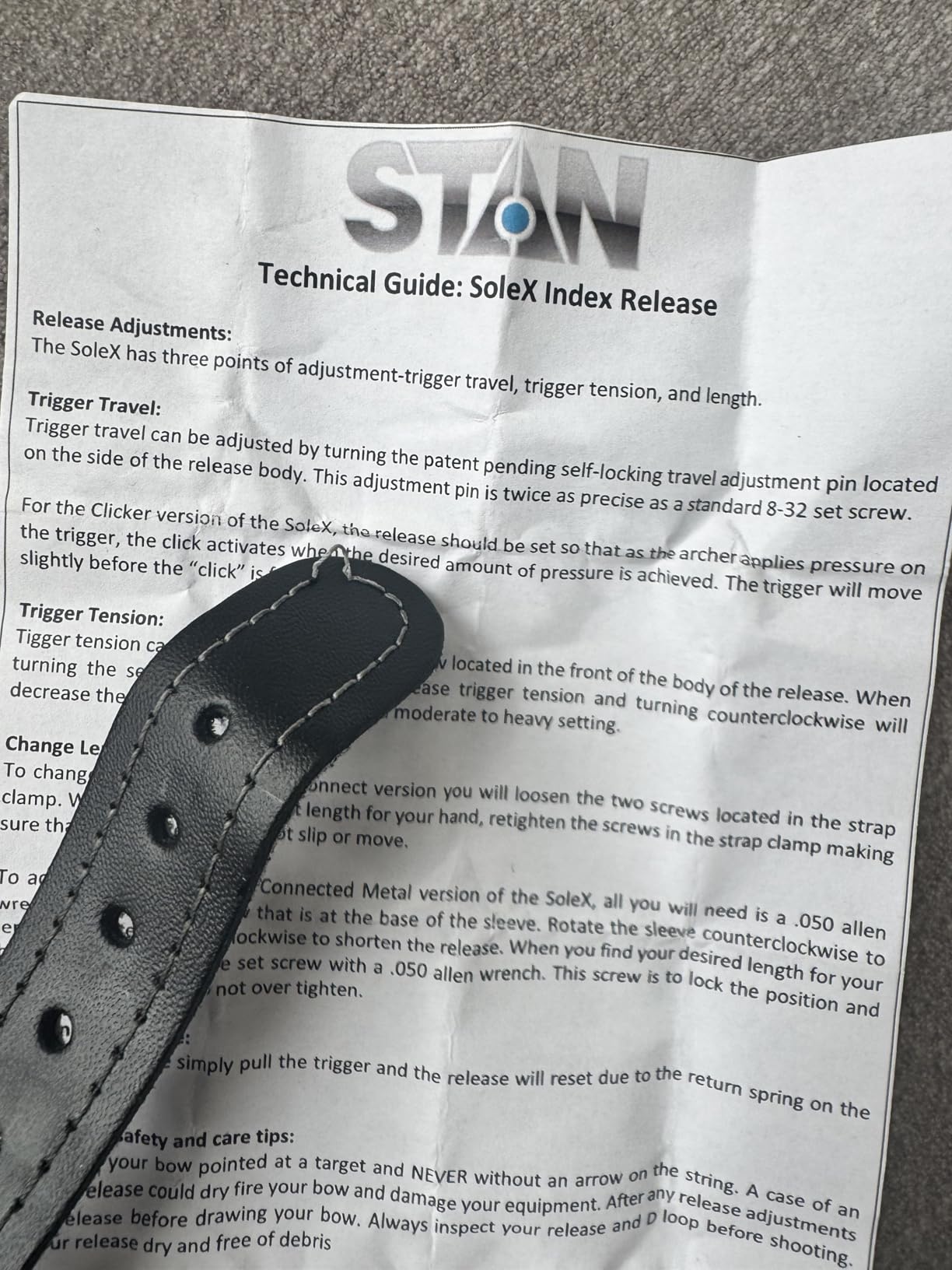 Stan SoleX Clicker Index Finger Bowhunting Archery Release - Wrist Strap Open Hook Trigger Aid with Click Mechanism, Fast Reset, Adjustable Length, Travel & Tension customer photo 1