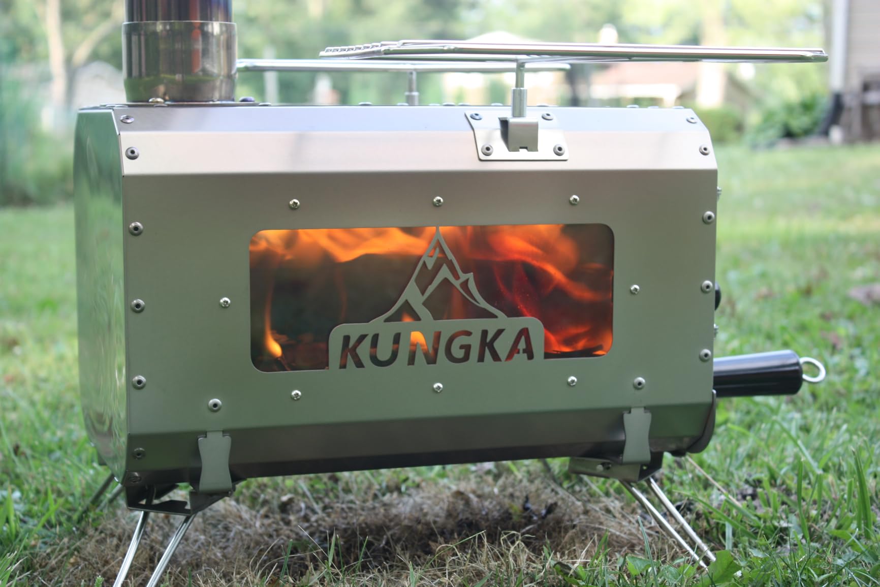 Tent Stove, 7.3ft height Portable Wood Burning Stove, Small Stainless Steel Hot Tent Stove with 6 Chimney Pipes for Outdoor Heating, Cooking, Hunting & Ice Fishing customer photo 1