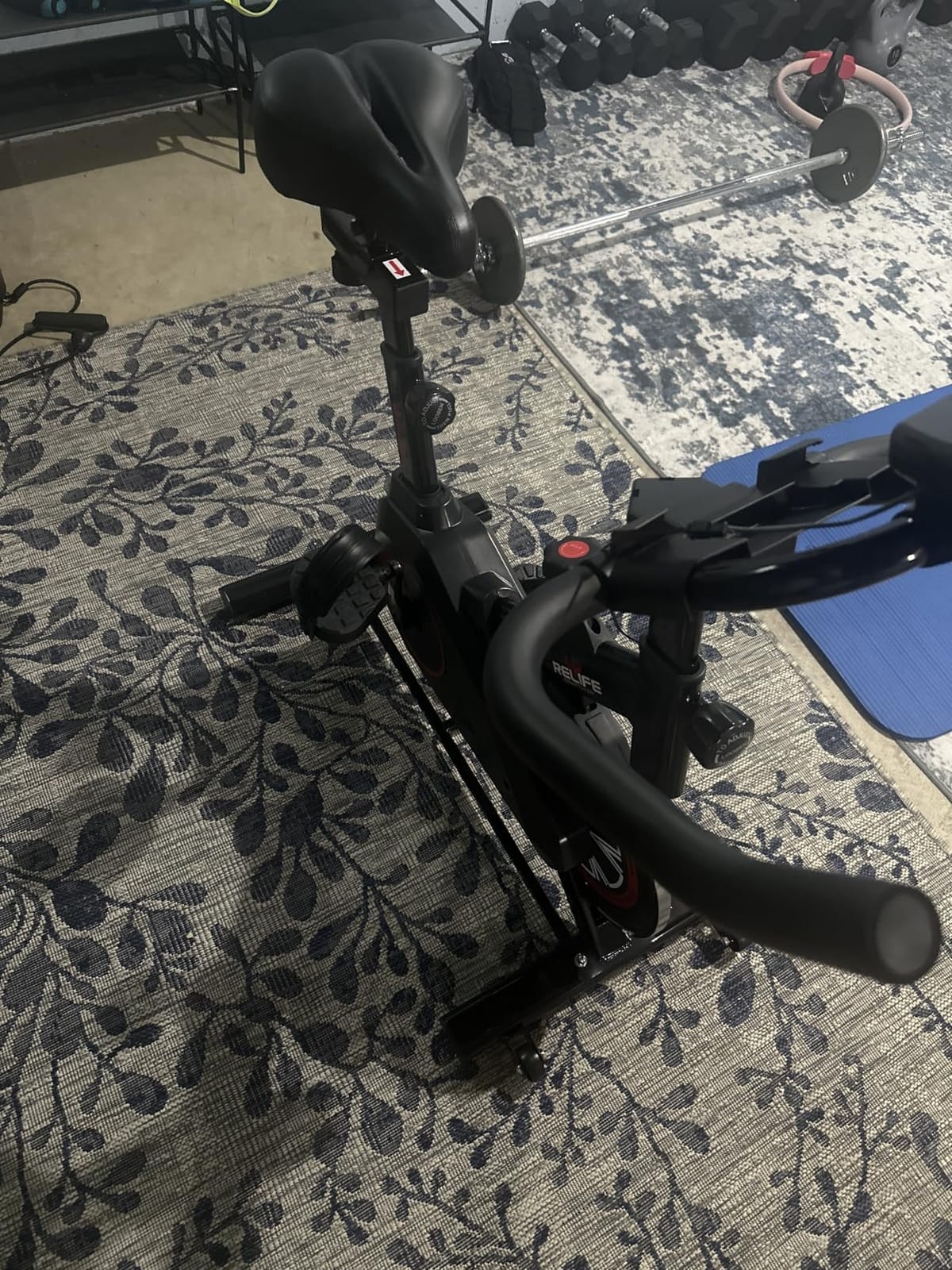 RELIFE REBUILD YOUR LIFE Exercise Bike Stationary for Home Indoor,Cycling Bike with Silent Belt Drive for Home Cardio,Brake Pad Resistance with djustable & Comfort Seat/PAD Holder/LCD Monitor. customer photo 2