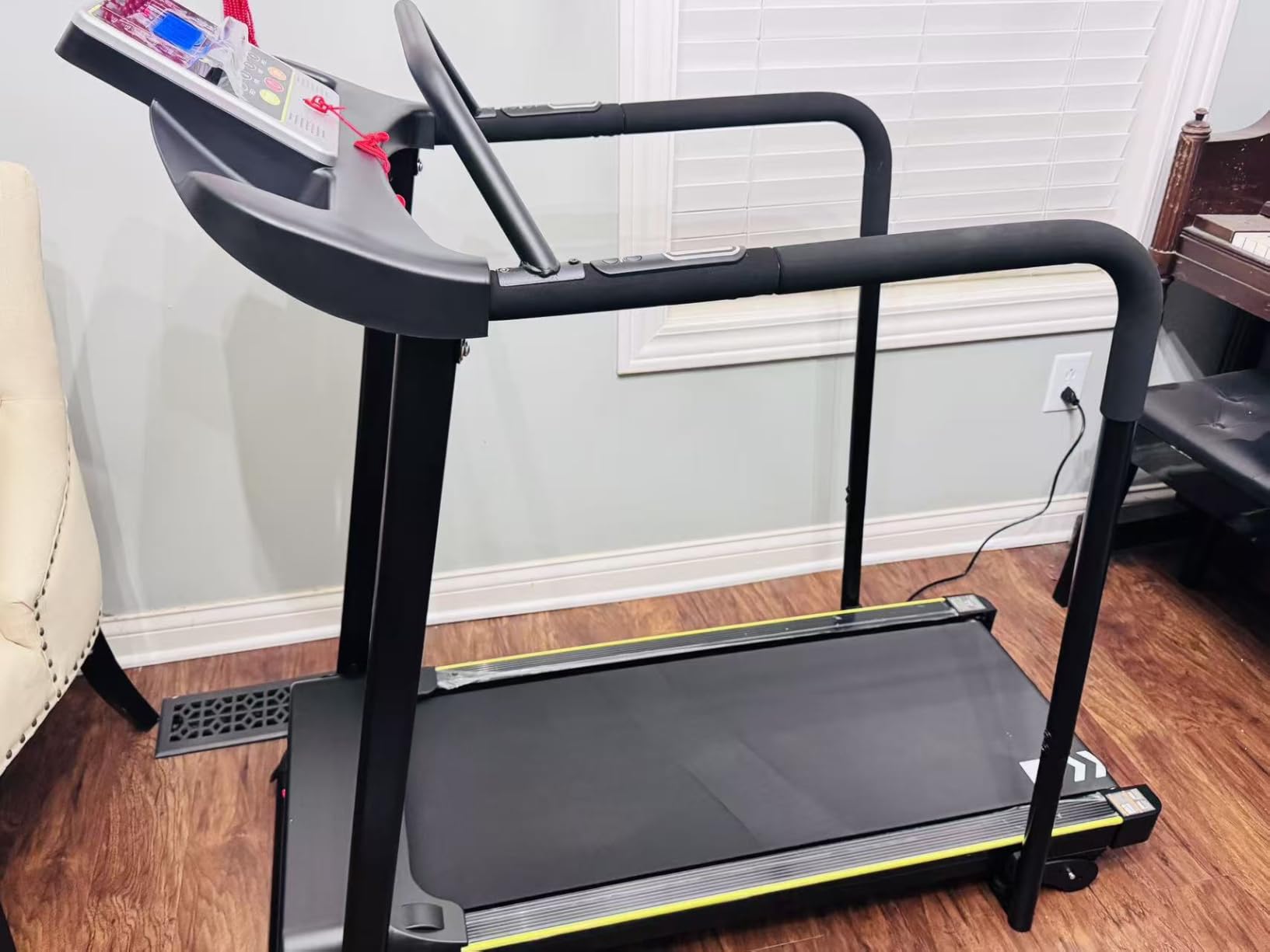 Redliro Treadmill for Seniors - 0.3mph Slow Start, Front & Long Handrails | 0-2% Incline, 300lb Capacity, Wheeled, Auto Lube, Soft Drop System, Screen Off Controls, Rehab Walker for Elderly Home Use customer photo 1