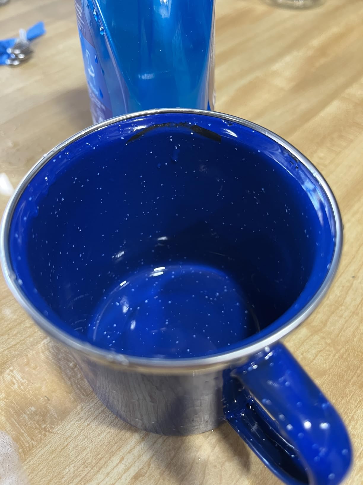 Nuogo 24 Pcs Camping Dinnerware Enamel Mugs Plates Bowls Utensils, Blue | Enamelware Camping Dishes, 12 oz Mugs, 10.5 in Plates, 6 in Bowls, Knife Fork Spoon Set, Outdoor RV Picnic Travel customer photo 1