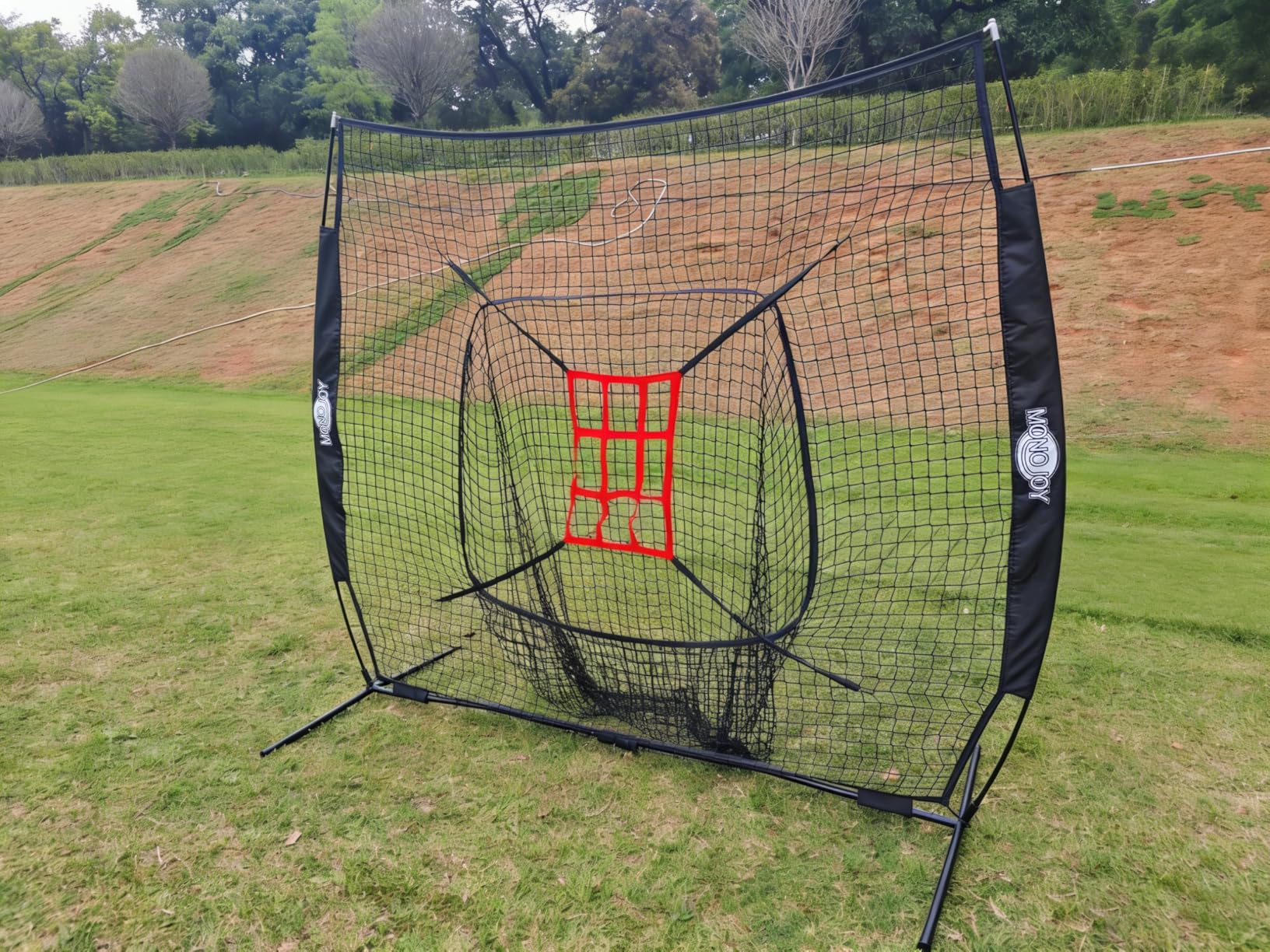 7x7 ft Baseball & Softball Practice Net with Adjustable Batting Tee | Heavy Duty Bow Frame Hitting Net Includes 2 Strike Zone Targets & Carry Bag for Indoor/Outdoor Training customer photo 2