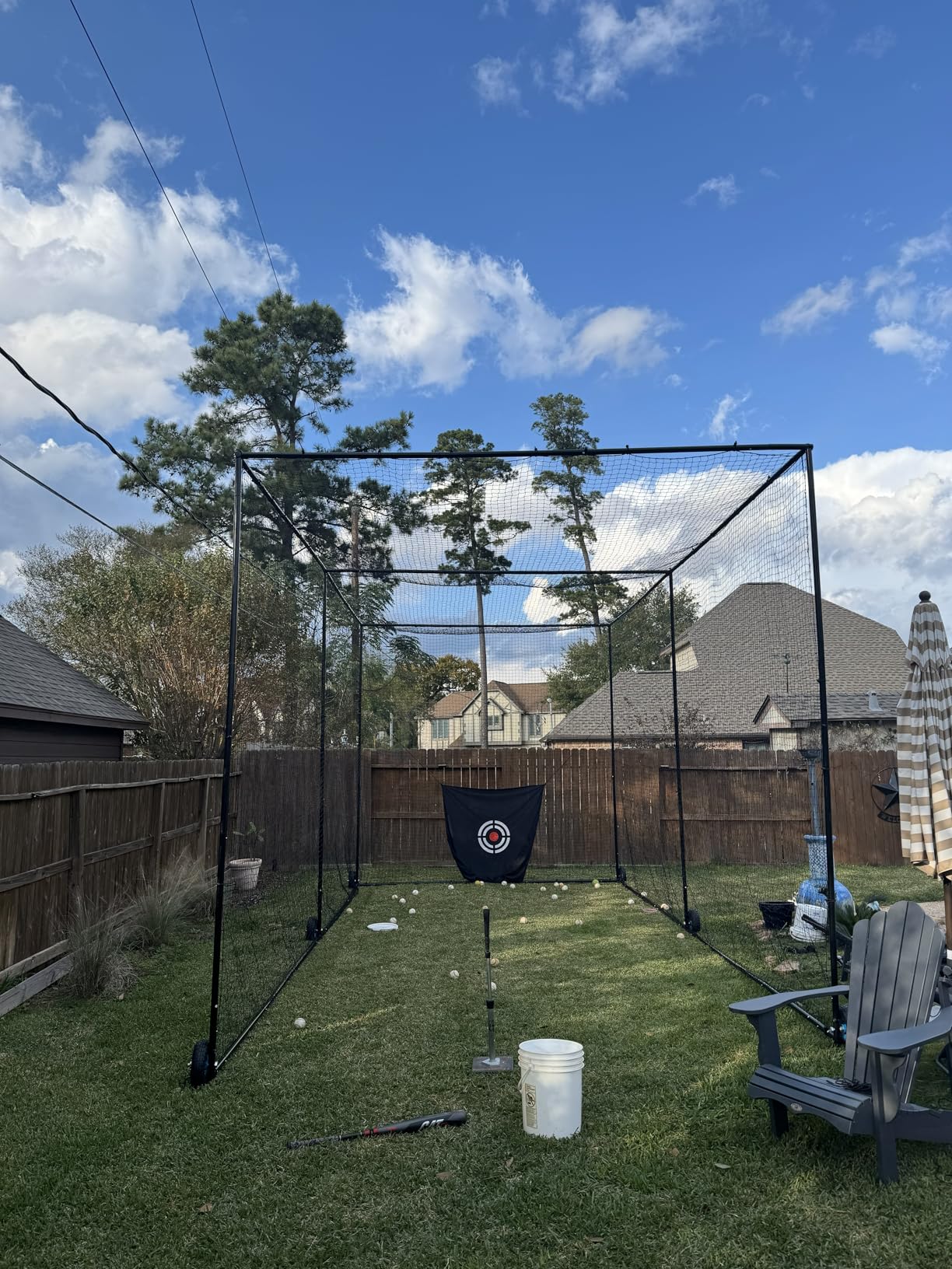 MR Mobile Baseball Batting Cage 24ft, Portable Heavy-Duty Baseball Hitting Cage w/Wheels, Wheel-Based Softball Batting Cage, Fully Enclosed Batting Cage Tunnel Complete Kit w/Frame and Netting customer photo 1