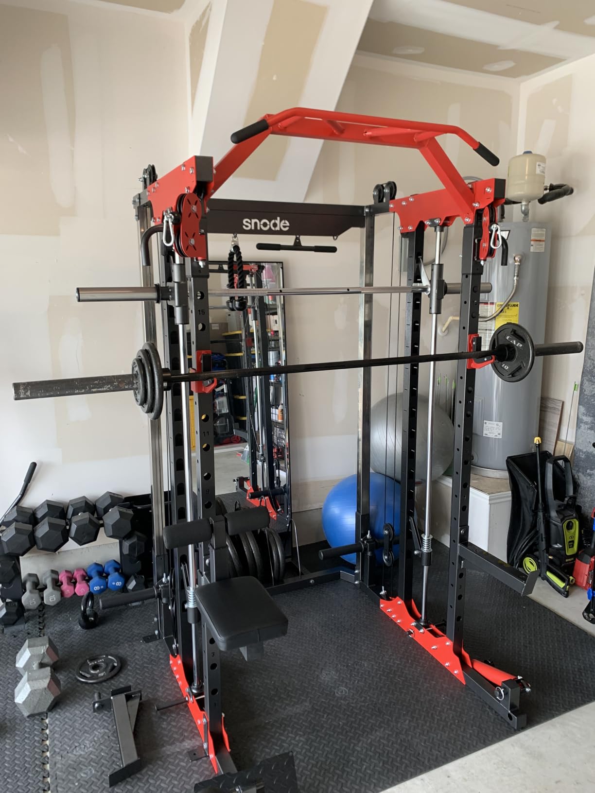 SNODE ALL10 Smith Machine for Home Gym, Power Rack with Cable Crossover, Squat Rack with Leg Press and Advanced LAT Pull-Down Seat, 2000LB Weight Capacity customer photo 2