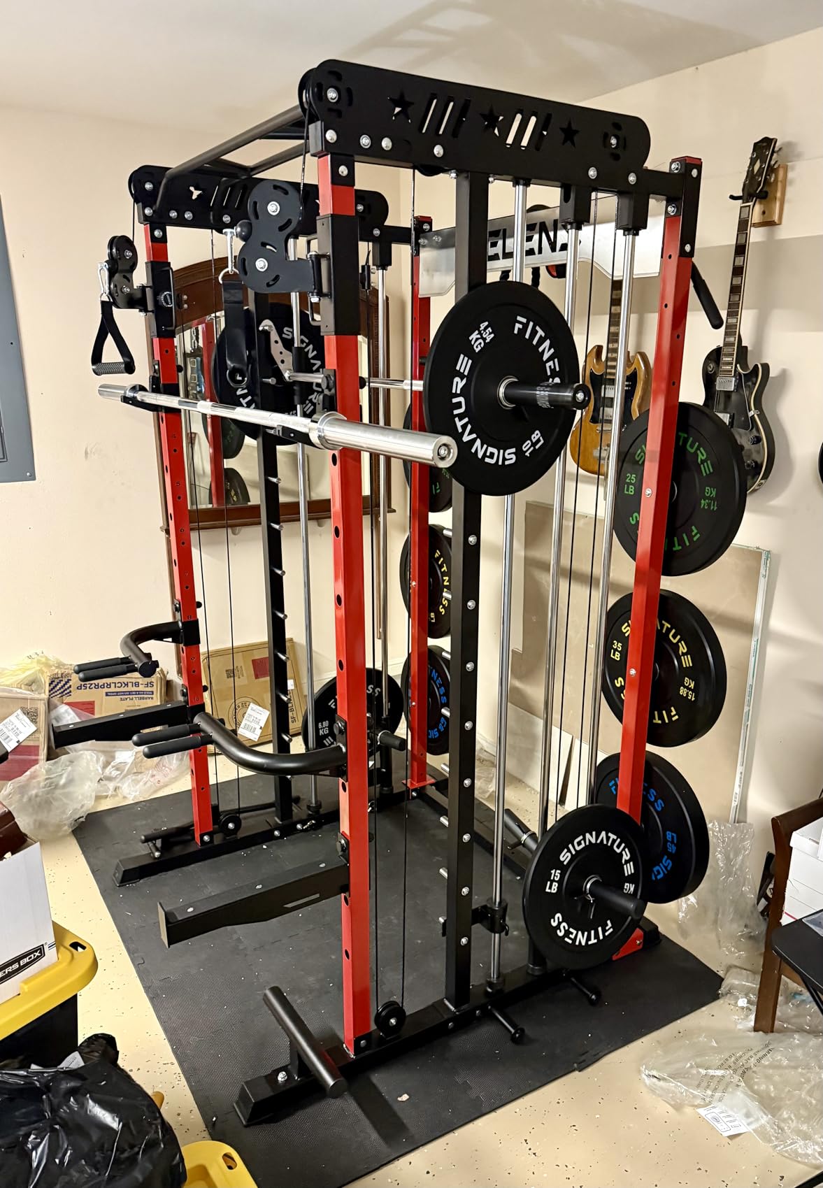 Smith Machine for Home Gym, Multi-Function M12 Power Cage with Cable Crossover System, Squat Rack with Smith Bar and More Attachment customer photo 1