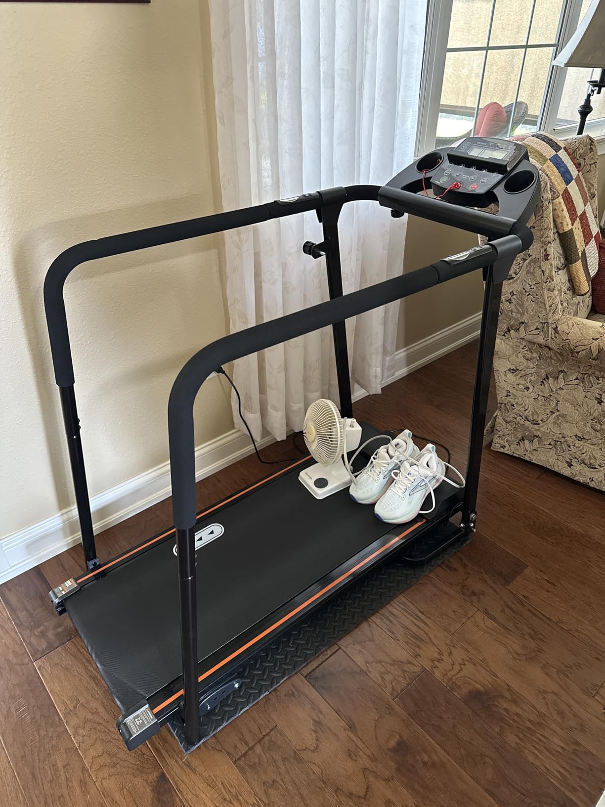 Redliro Treadmill for Seniors with Long Handrails - Walking Treadmill | 0-2% Incline, 300 lbs Capacity, Foldable for Home Small, Auto Lube, Mute & Handrail Button, Elder Recovery, Cup Phone Holder customer photo 1
