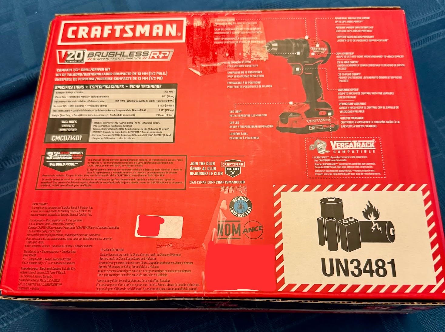 CRAFTSMAN V20 BRUSHLESS RP Compact Drill/Driver, Variable Speed Trigger, Built In LED, Includes Battery and Charger (CMCD714D1) customer photo 1
