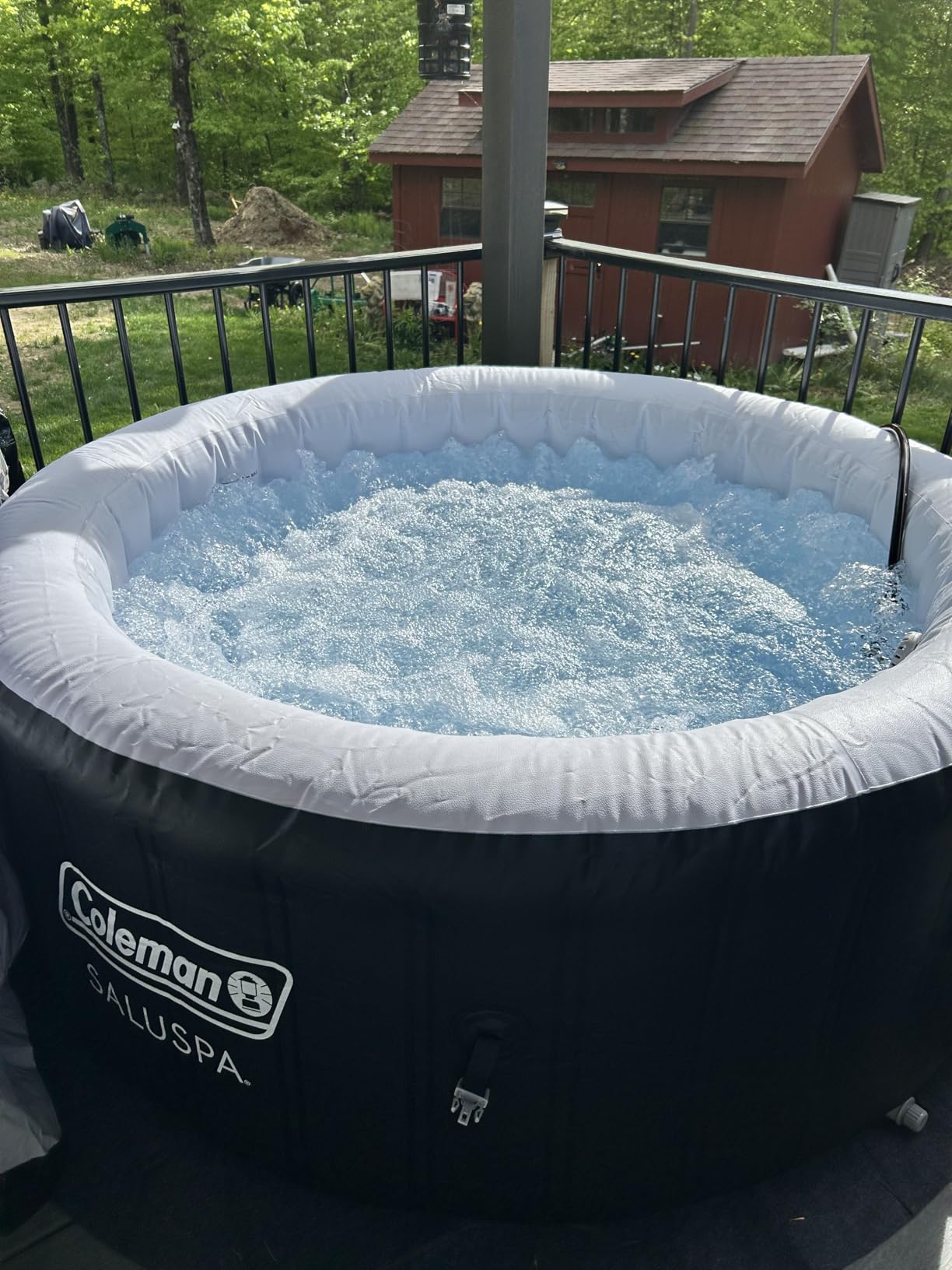 Coleman SaluSpa Miami Energy-Efficient AirJet 2-4 Person Inflatable Hot Tub | Smart Portable Outdoor Spa, Built-in EnergySense Insulation, Freeze Shield Technology, 120 Soothing Jets, 71