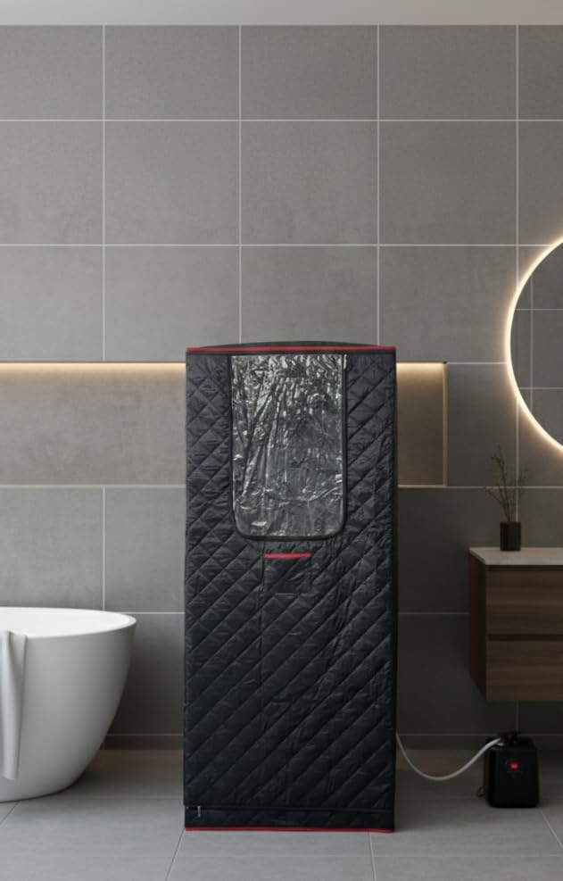 Manastin Upgraded Portable Steam Sauna for Home, Jet Black | Sauna Tent with 3L/1200W Steamer, XL Foldable and Remote Control, 99-Min Timer & 15 Power Levels, 2.6' x 2.6' x 5.9' customer photo 2