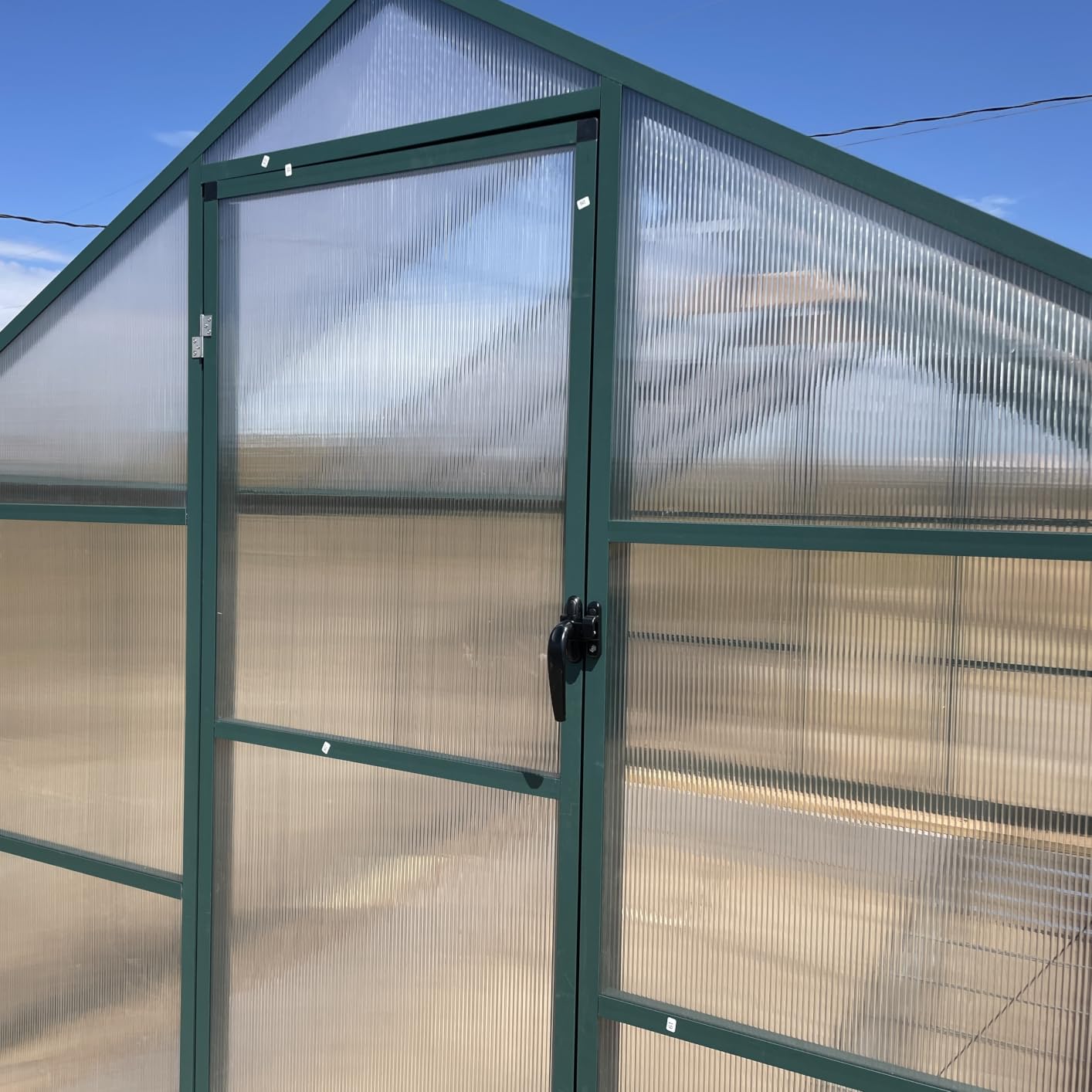 6x10 FT Greenhouse, Outdoor Sliding Door, Polycarbonate Greenhouse with Aluminum Frame, Lockable Door and Ajustable Roof Vent for Backyard, Outside Garden Backyard, Patio, Black customer photo 2