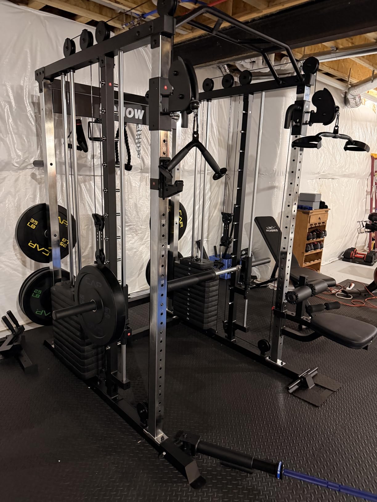 Smith Machine with Weight Stacks Home Gym System Dual Cable Crossover | Ratio 1:1 Dual Weight Stacks, Solid Smith Bar, Lat Pull Down Bench, All in One Workout Station customer photo 2
