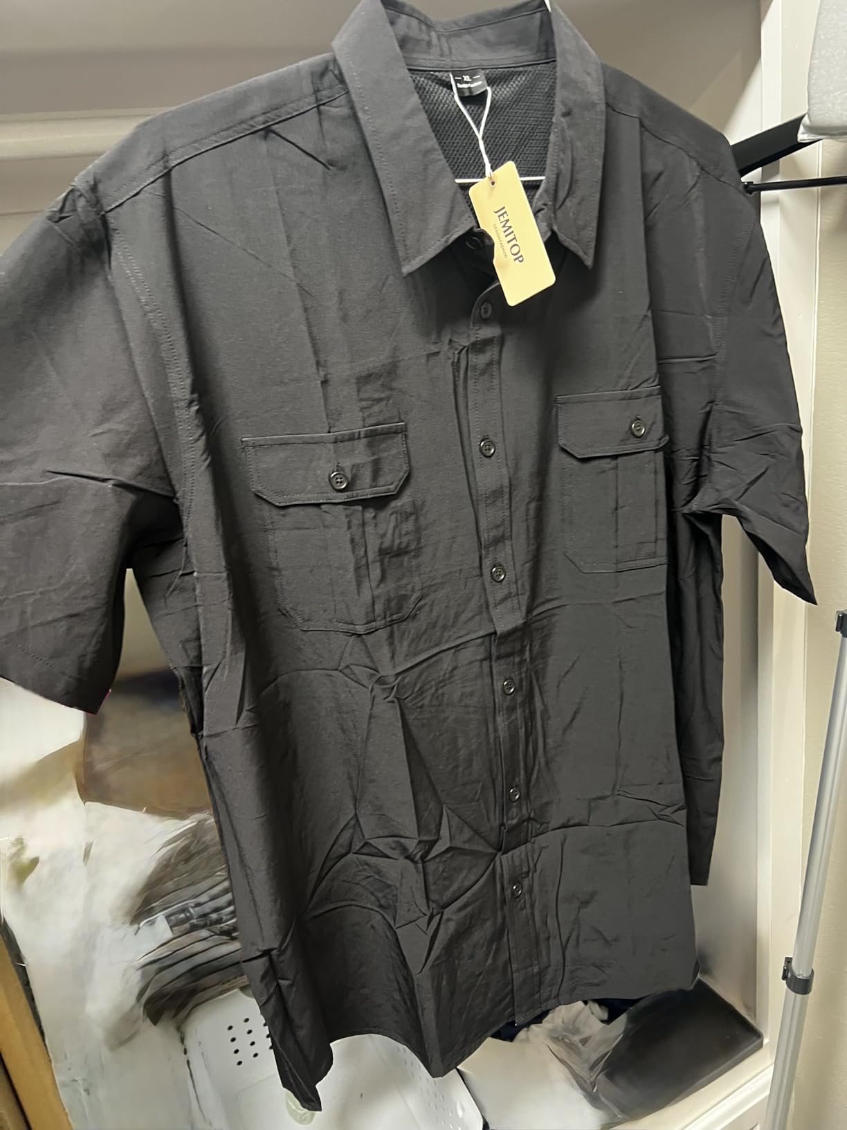 JEMITOP Mens 4-Way Stretch Meshed Back-Vent Outdoor Shirt customer photo 1