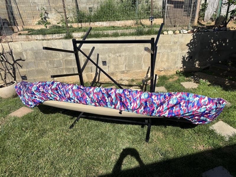 Kayak Cover, 420D Waterproof Kayak Covers for Outdoor Storage, Ultra Strong Canoe Storage Oxford UV Resistant Dust Cover Sunblock Fishing Boat Cover Shield Protector- Camouflage customer photo 1