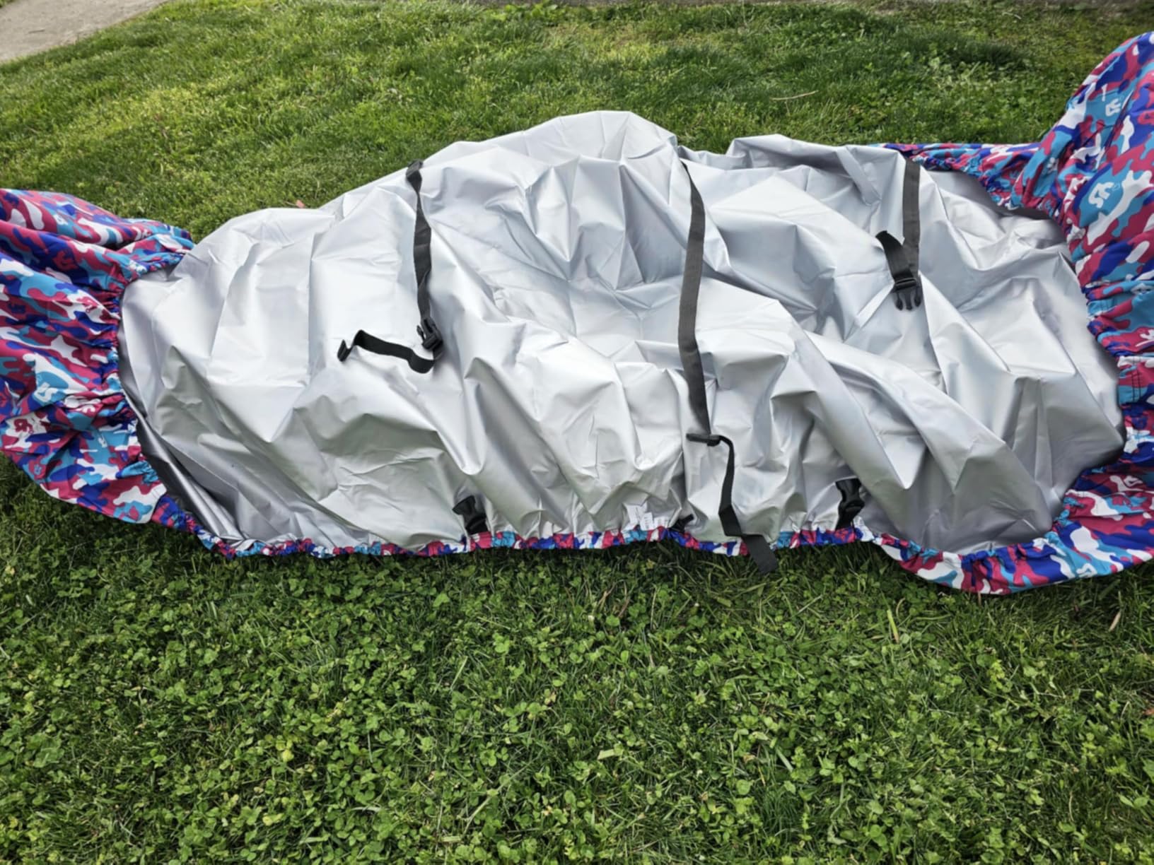 Kayak Cover, 420D Waterproof Kayak Covers for Outdoor Storage, Ultra Strong Canoe Storage Oxford UV Resistant Dust Cover Sunblock Fishing Boat Cover Shield Protector- Camouflage customer photo 2
