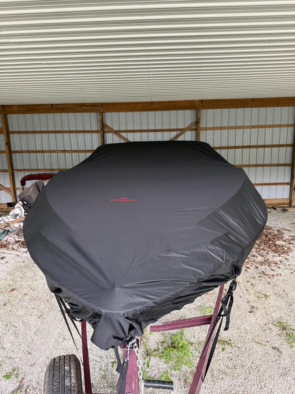 Comnova Boat Cover 16-18.5 FT - Marine Grade Trailerable Boat Cover Heavy Duty & Waterproof - Fit 16 to 18.5ft V-Hull, Tri-Hull, Fishing Boats, Runabout, Bowrider, Fish & Ski and Pro-Style Bass Boats customer photo 1