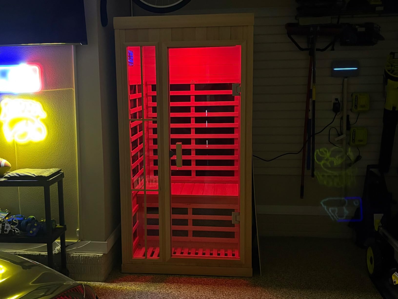 Kanlanth 2 Person Sauna with Side Glass Window, Low EMF Indoor Infrared Saunas for Home, 1500W Hemlock Wood Personal Sauna with 5 Heating Panels, Blue-Tooth, 2 LED Reading Lamps, Control Panel customer photo 1