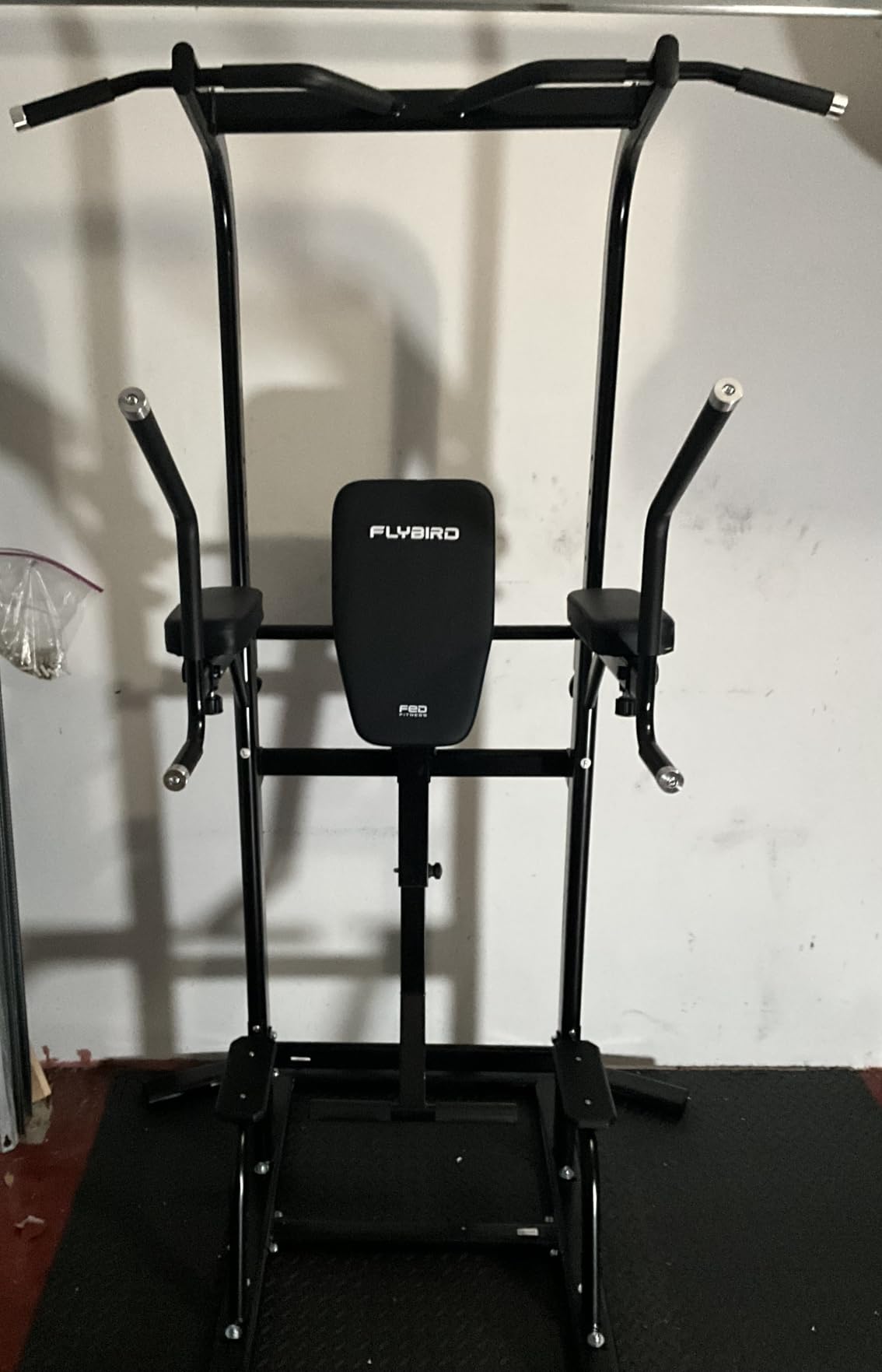 FLYBIRD 800LBS Heavy Duty Power Tower Dip Station, Adjustable Height Pull Up Stand with Crunch Leg Raise, Multifunction Strength Training Equipment for Home Gym Back Workout customer photo 1