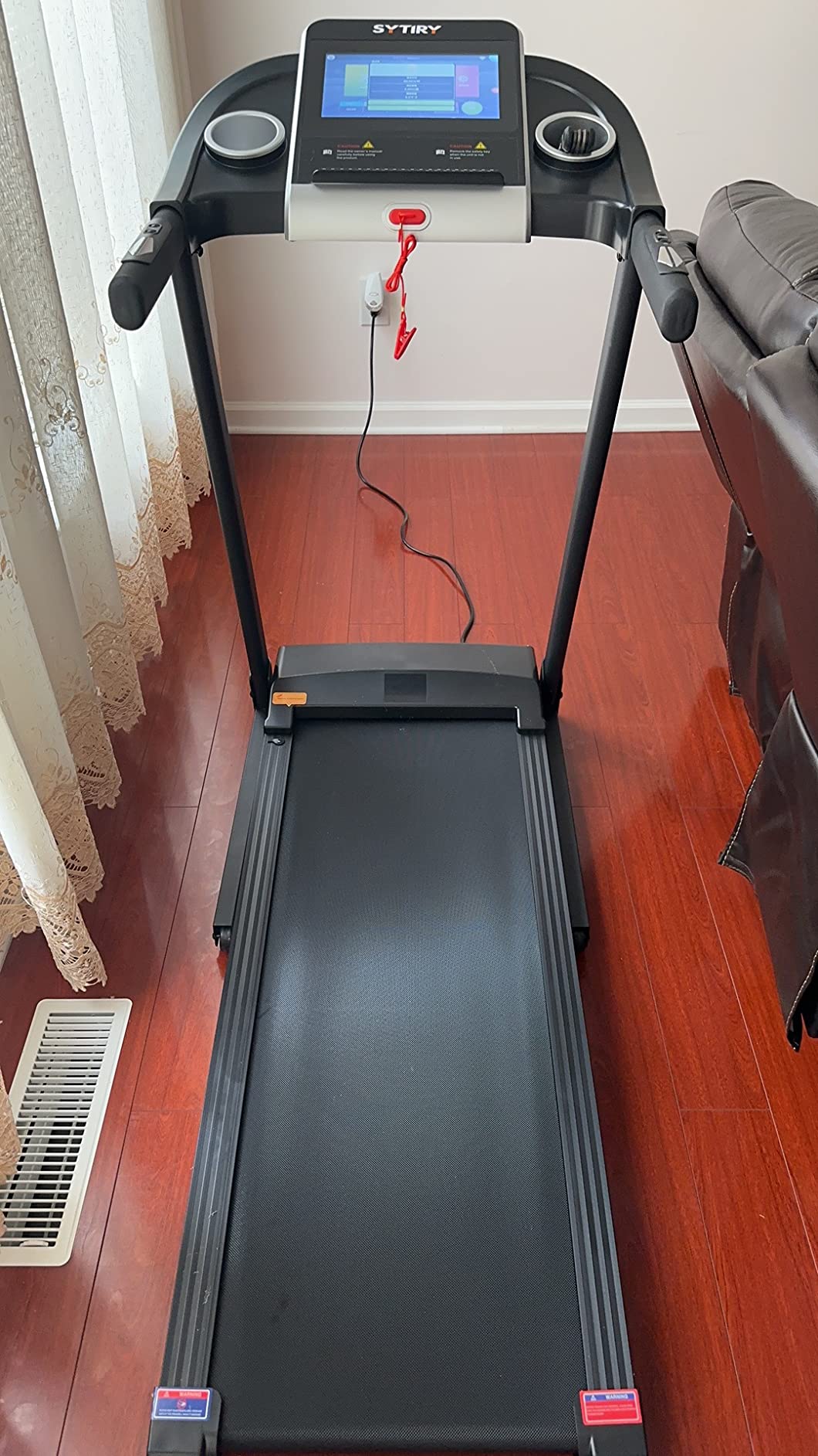 SYTIRY Treadmills for Home with TV Screen and WiFi, Smart Foldable Treadmill Machine, 3D Virtual Sports Scene, HiFi Speakers, Popular APP for Social Networking, Video, and Search, Walking Pad Treadmill customer photo 2