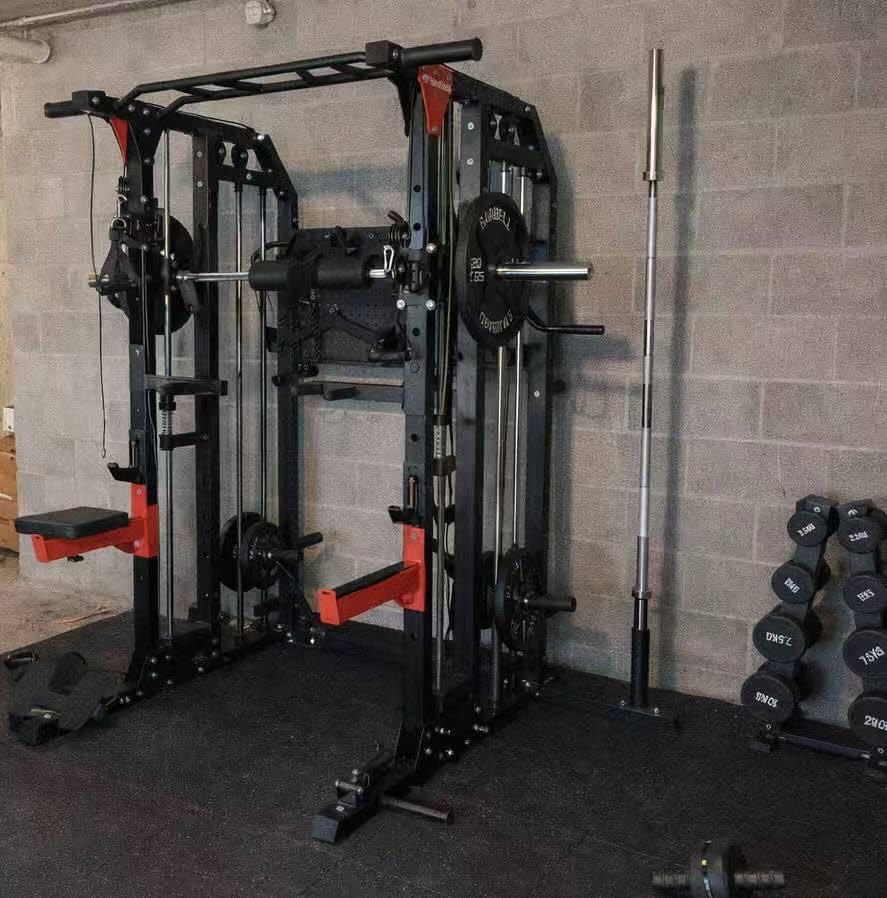 Multi-Function 2000LB Power Cage Smith Machine, Dual Pulley Cable Crossover | Home Gym Squat Rack Featuring LAT Pulldown, Power Rack with Olympic Bar & Strength Training Attachments, Pegboard customer photo 2