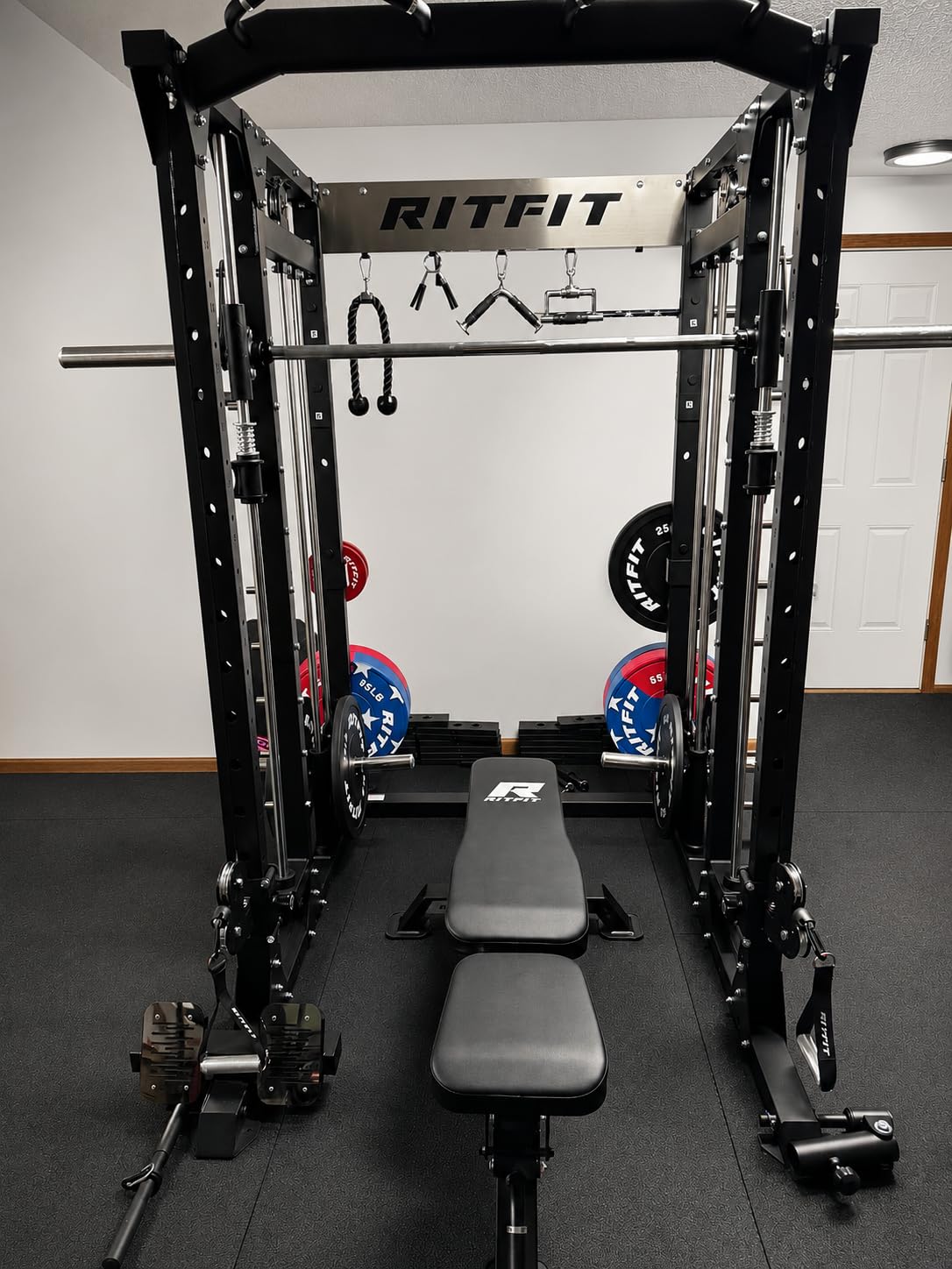 RitFit Buffalo Smith Machine with Steel Weight Stack, Home Gym Power Cage | 2x3 Steel Power Cage, Aluminum Cable Crossover & LAT Pulldown, Selectorized Weight Stack customer photo 2