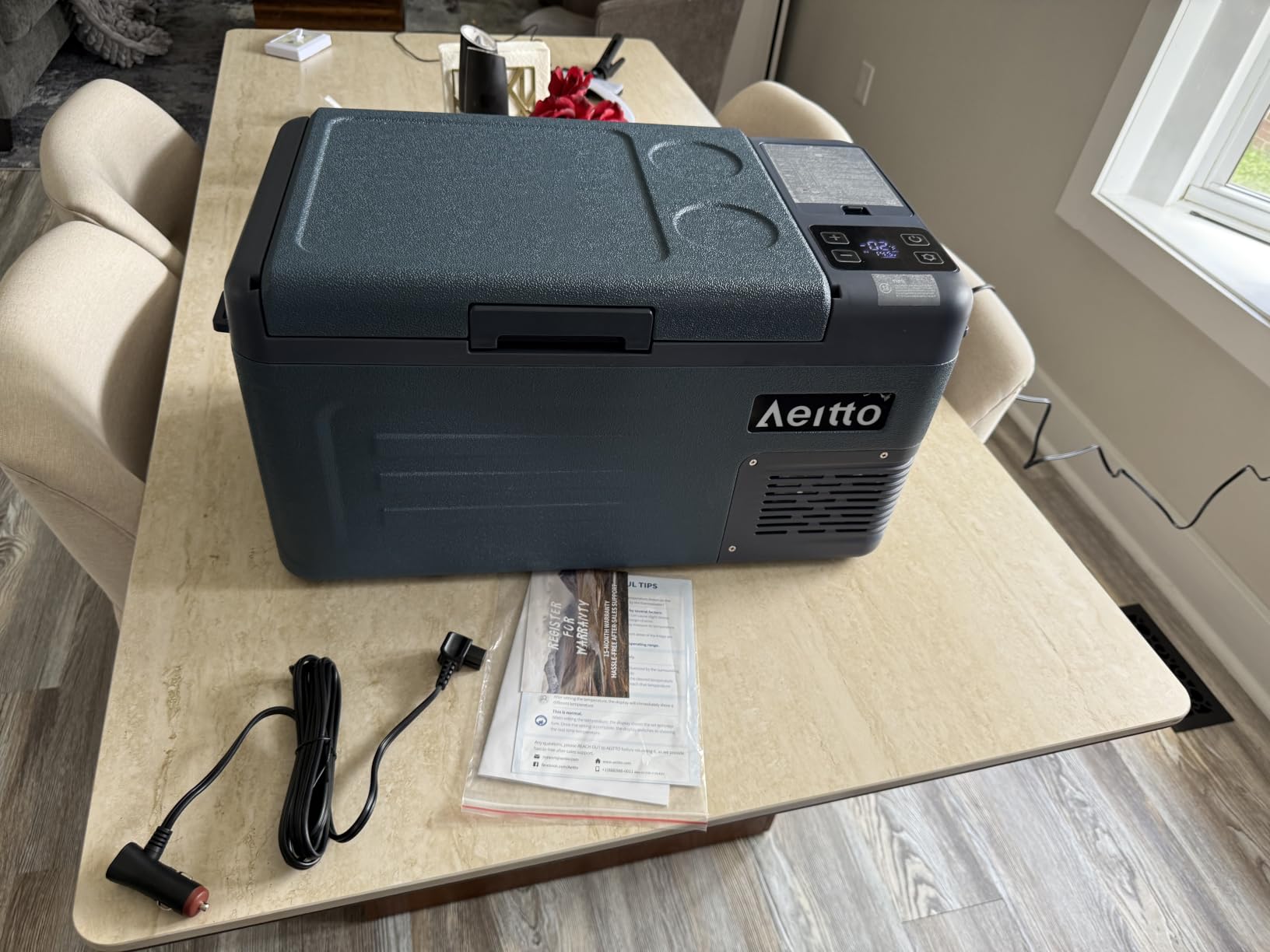Aeitto 12 Volt Car Refrigerator 20 Quart Car Fridge Freezer Electric Cooler Portable Cooler 12V Fridge RV Refrigerator, -4℉-68℉ Temp Control 12/24V DC & 100-240V AC for Travel, Camping, RV, Road customer photo 1
