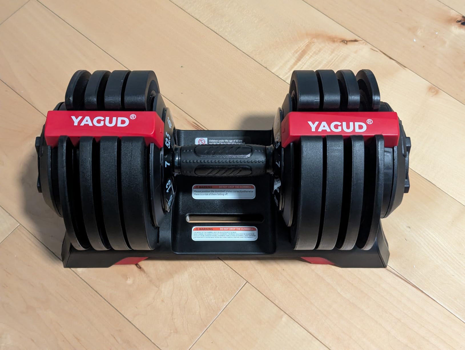 Yagud Adjustable Dumbbell Set, 52.5/90 lbs Weights Dumbbells, 1 Hand Rotation, Safety Lock System, Anti-Slip Textured Handle, Space-Saving Dumbbell Set for Full-Body Home Gym customer photo 1