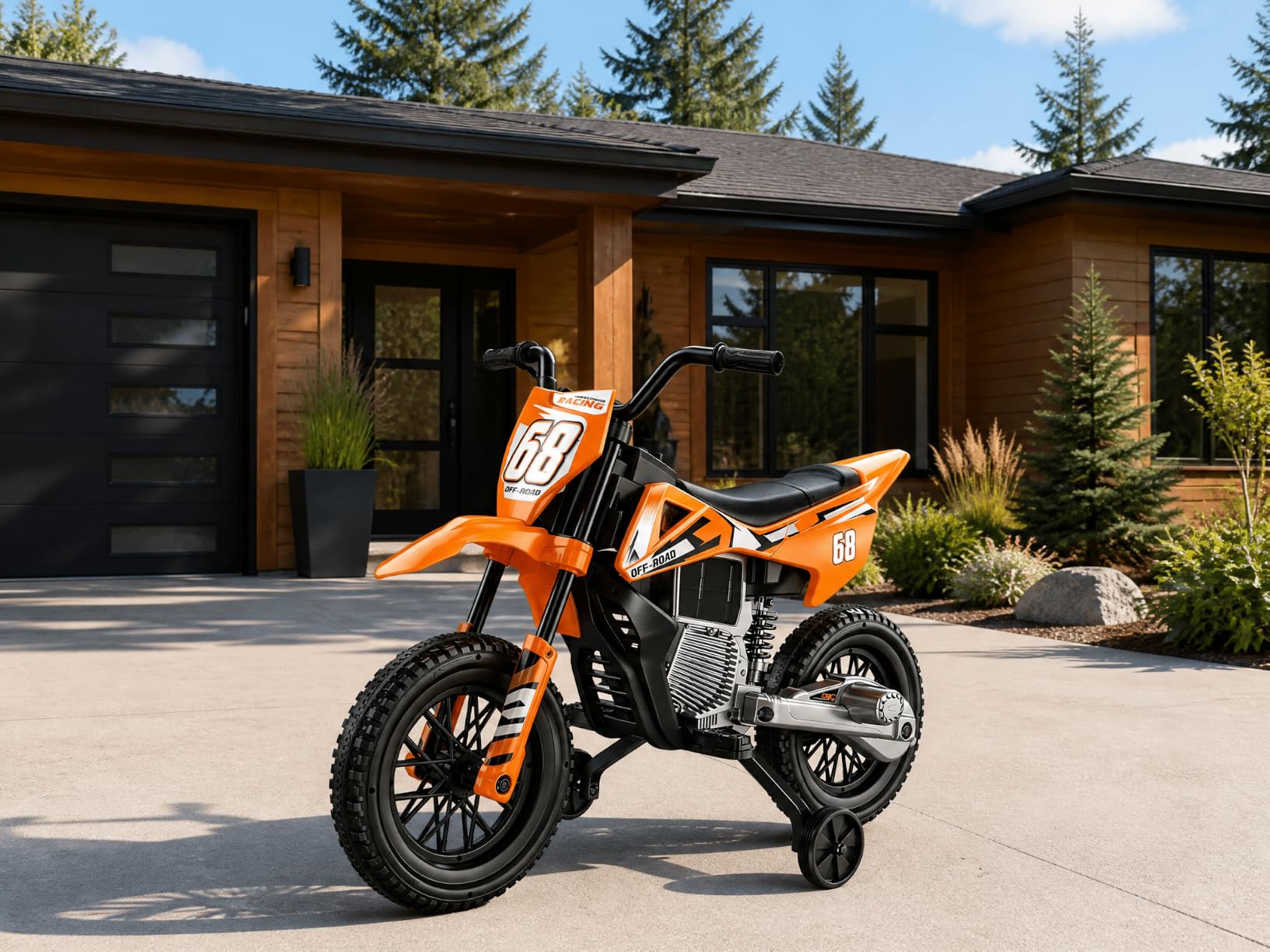 JOYSTROLL 12V Kids Motorcycle, 2x25W Ride on Motorbike | Equipped with Safety Training Wheels, Self-Control Throttle Grip, Music, Spring Suspension, Ideal Present for Little Kids customer photo 1