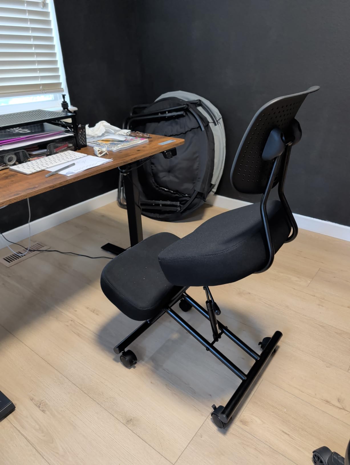 Kneeling Chair Linen Ergonomic Home Office Chair Adjustable Height | Improve Posture Chair with Brake Rolling Wheels Thick Cushion Work Stool Back Pain Relief customer photo 1