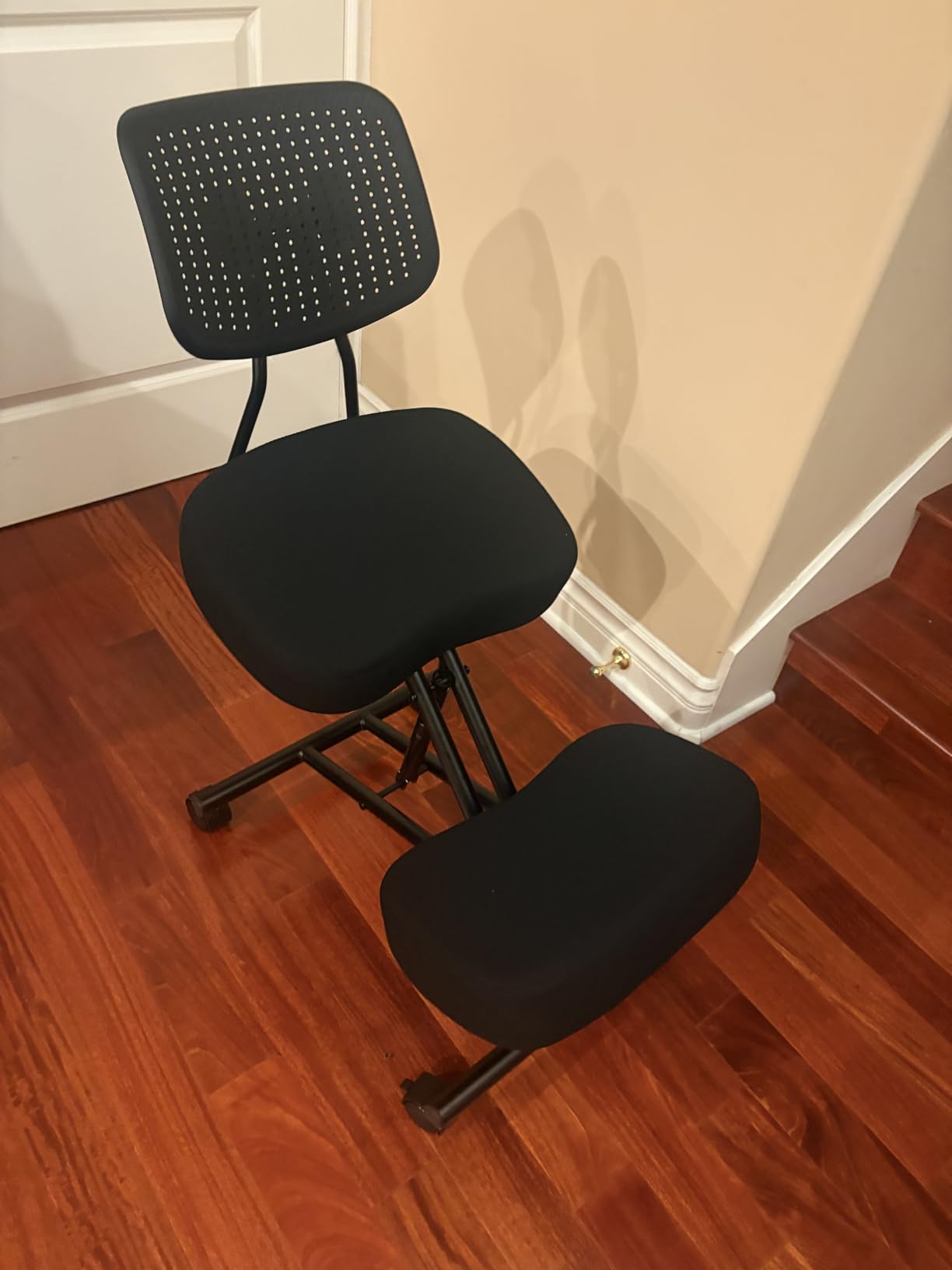 Kneeling Chair Linen Ergonomic Home Office Chair Adjustable Height | Improve Posture Chair with Brake Rolling Wheels Thick Cushion Work Stool Back Pain Relief customer photo 2