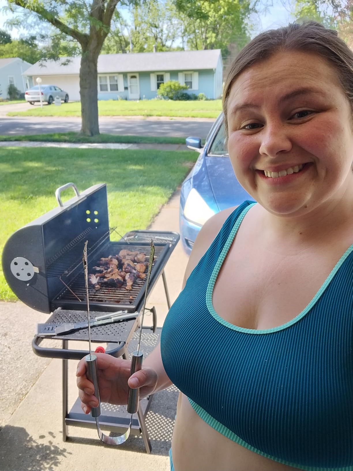 Realcook Charcoal Grill with Offset Smoker: Spacious Barrel Charcoal Grills | with 800 Sq. In. Cooking Space - BBQ Offset Smoker Combo for Backyard Parties Weekend Barbecues Gatherings customer photo 2