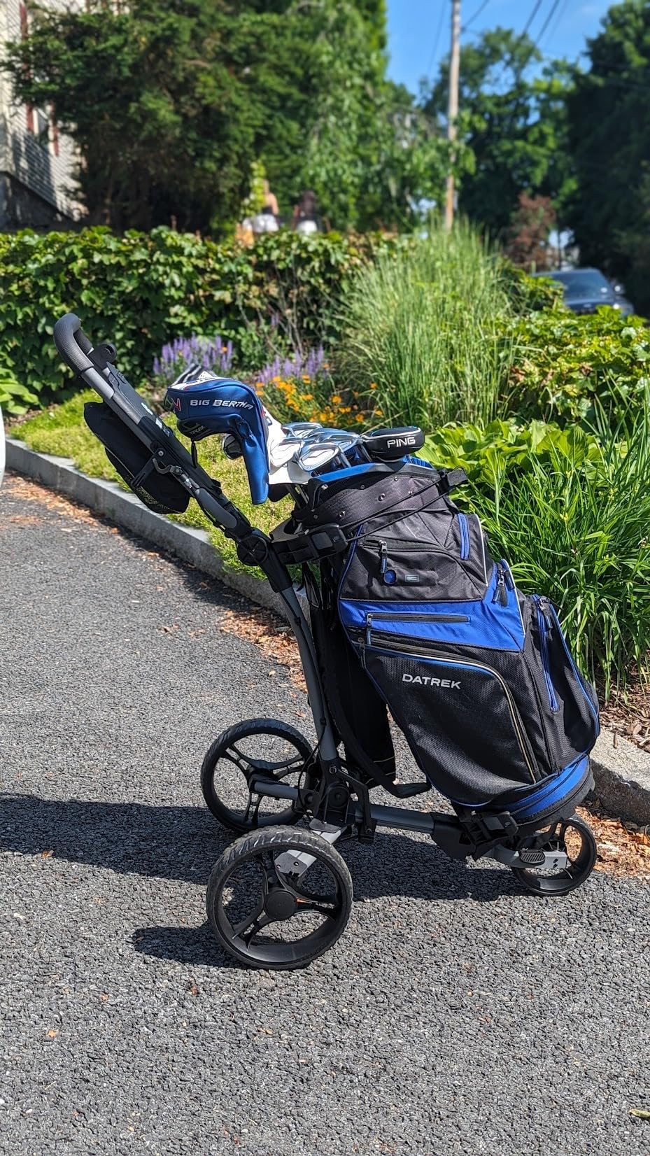 T2Lite Golf Push Cart | Lightweight, Ultra-Compact Folding Golf Cart | Large All Terrain Wheels | Umbrella Holder Included | Deep Storage Console | Adjustable Handle customer photo 1