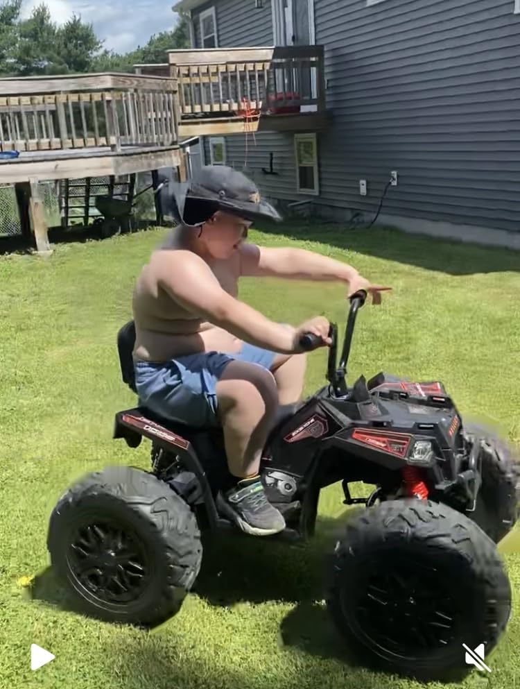 24V 4WD Kids ATV 4 Wheeler Ages 5-14 w/800W Powerful Motor, 200 Lbs, Black | 2 Seater Ride On Toys for Big Kids w/XXXL 17