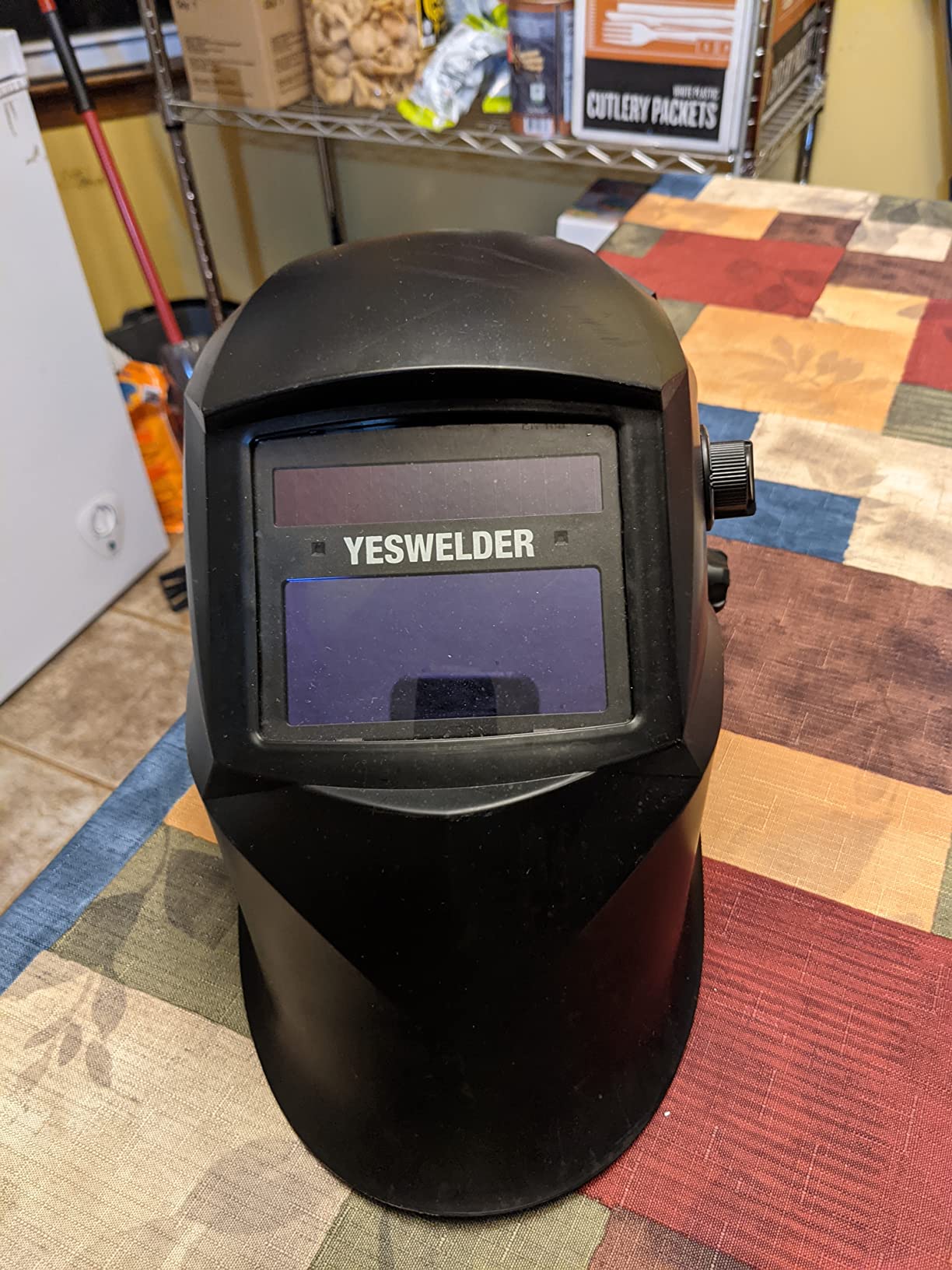 YESWELDER Auto-Shade Welding Helmet, Internal Digital Control, 180° View | three sides auto-darkening, 1/1/1/1 true color, auto adjust, 5 arc sensors, shade 3/4-8/9-14, customized memory presets customer photo 2