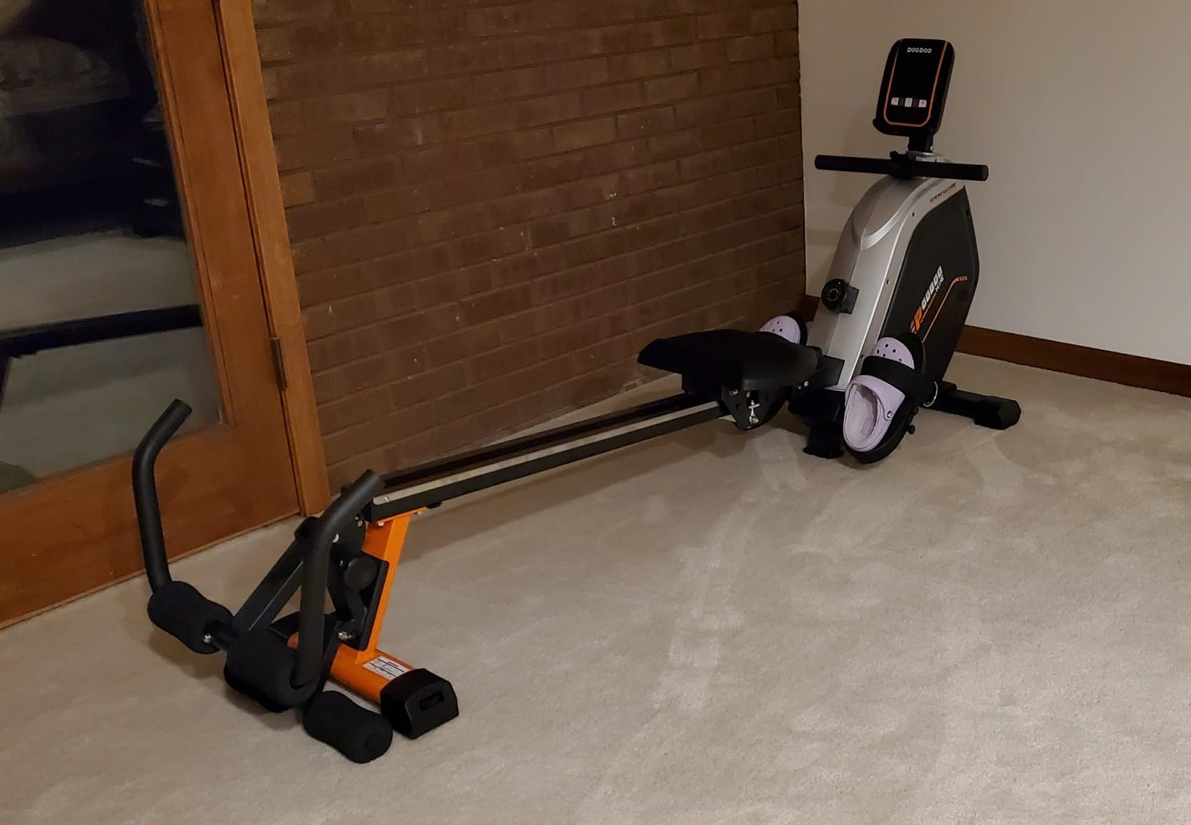 pooboo Magnetic Rowing Machines Rower Foldable with 16 Level Resistance Indoor Rower Machines with Digital Monitor & Transport Wheels for Home Use customer photo 1