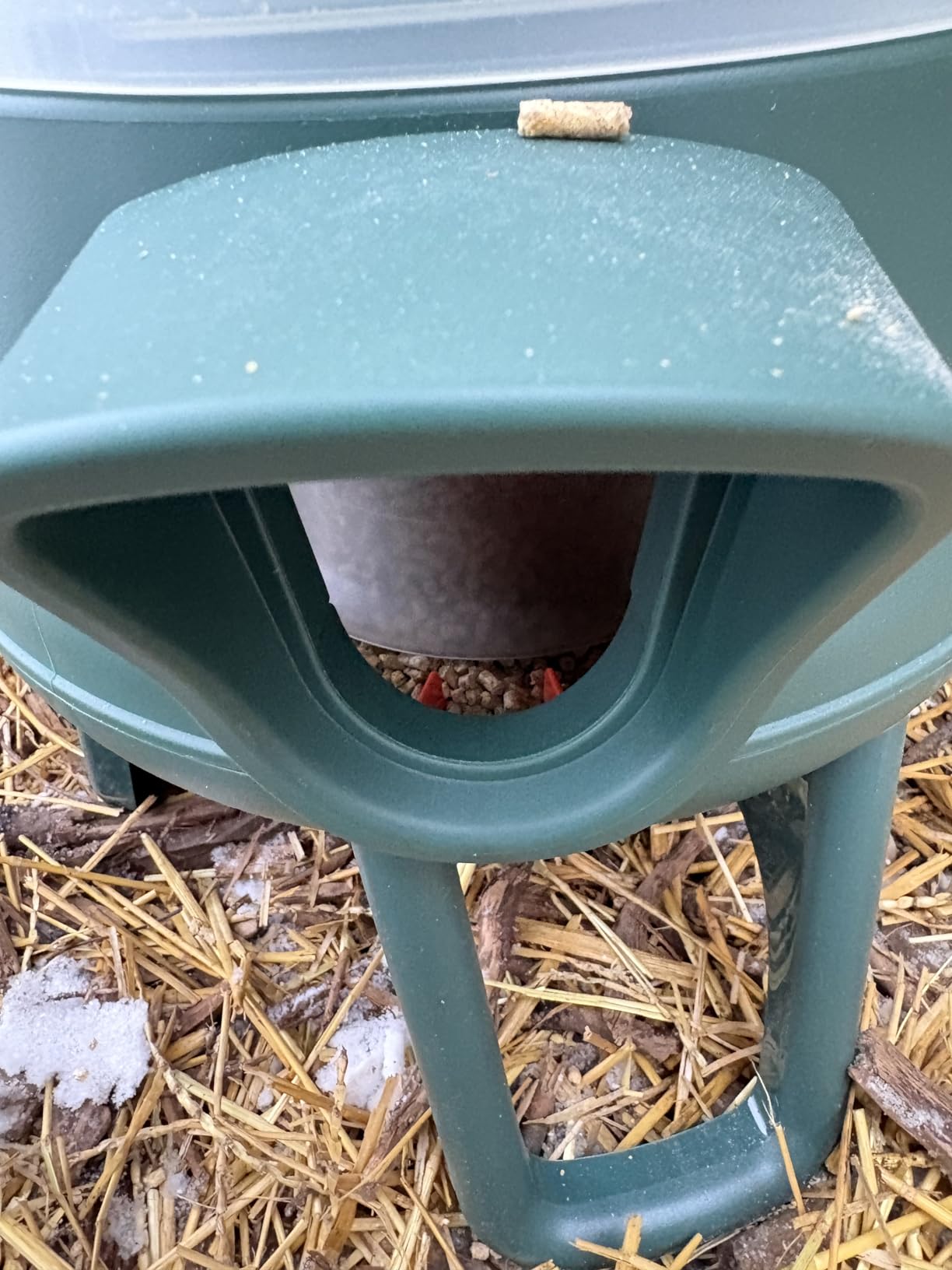 Omlet No Waste Chicken Feeder for Coop | Anti-Spill Poultry Feeder with 3 Feeding Ports | Hanging or Free Standing | Weatherproof | 6lb customer photo 1