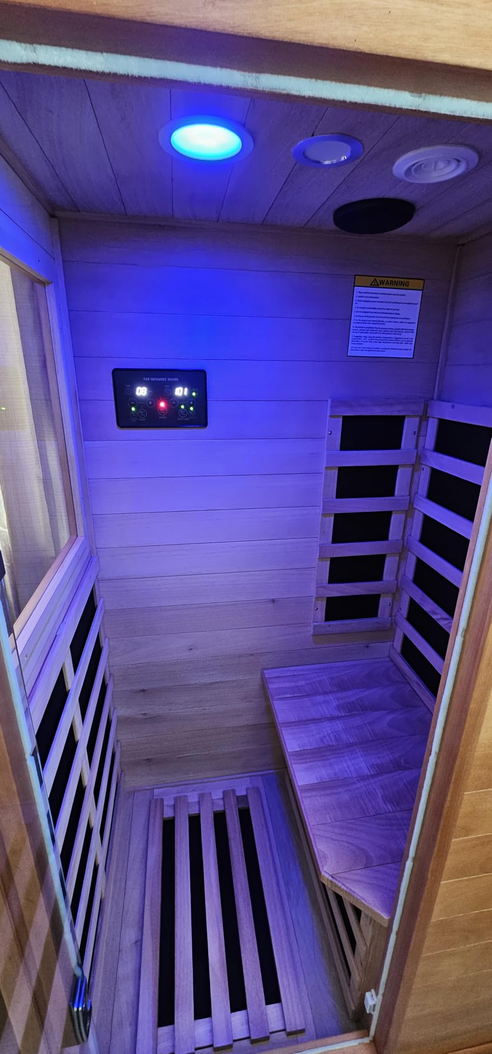 OUTEXER 2-3 Person Steam Sauna Traditional Saunas 240V 3KW Home Spa Room | Wet Indoor Saunas 7 Color LED Lights with Heater, Sauna Stone, Wooden bucket, Spoon, Thermometer, Hourglass, Cup holder customer photo 1