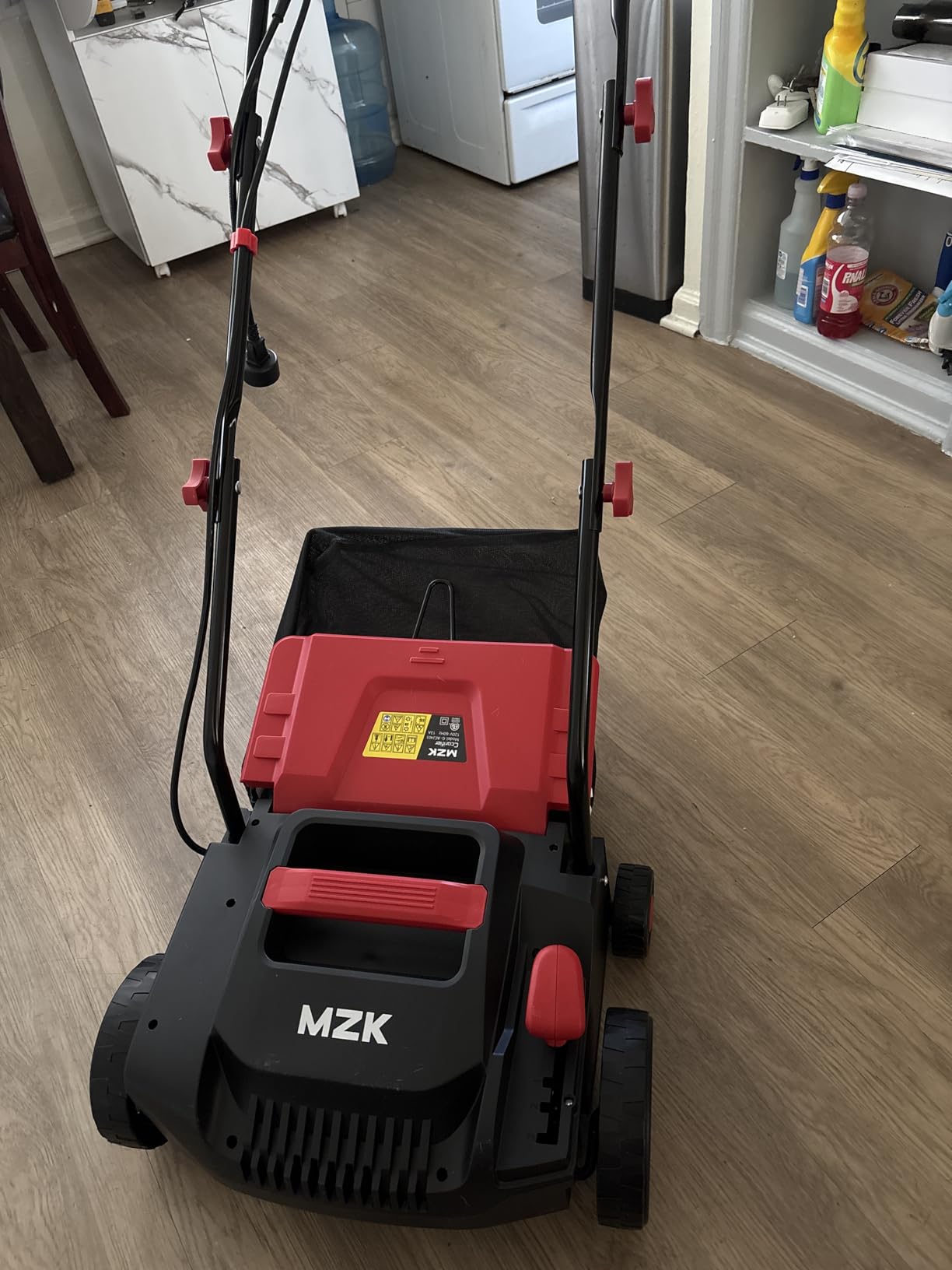 MZK 13-Inch Electric Dethatcher Scarifier, 13-Amp Lawn Tool(RED) | 2-in-1 dethatcher with 4 height settings and 8-gal bag helps remove thatch and refresh small to mid lawns. customer photo 2
