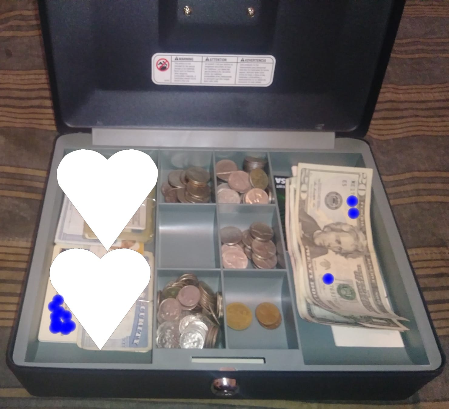 SentrySafe Black Money Saving Box with Cash Tray and Key Lock, Portable Safe Box with Carrying Handle, 0.21 Cubic Feet, 3.75 x 12 x 9.3 Inches, CB-12 customer photo 1